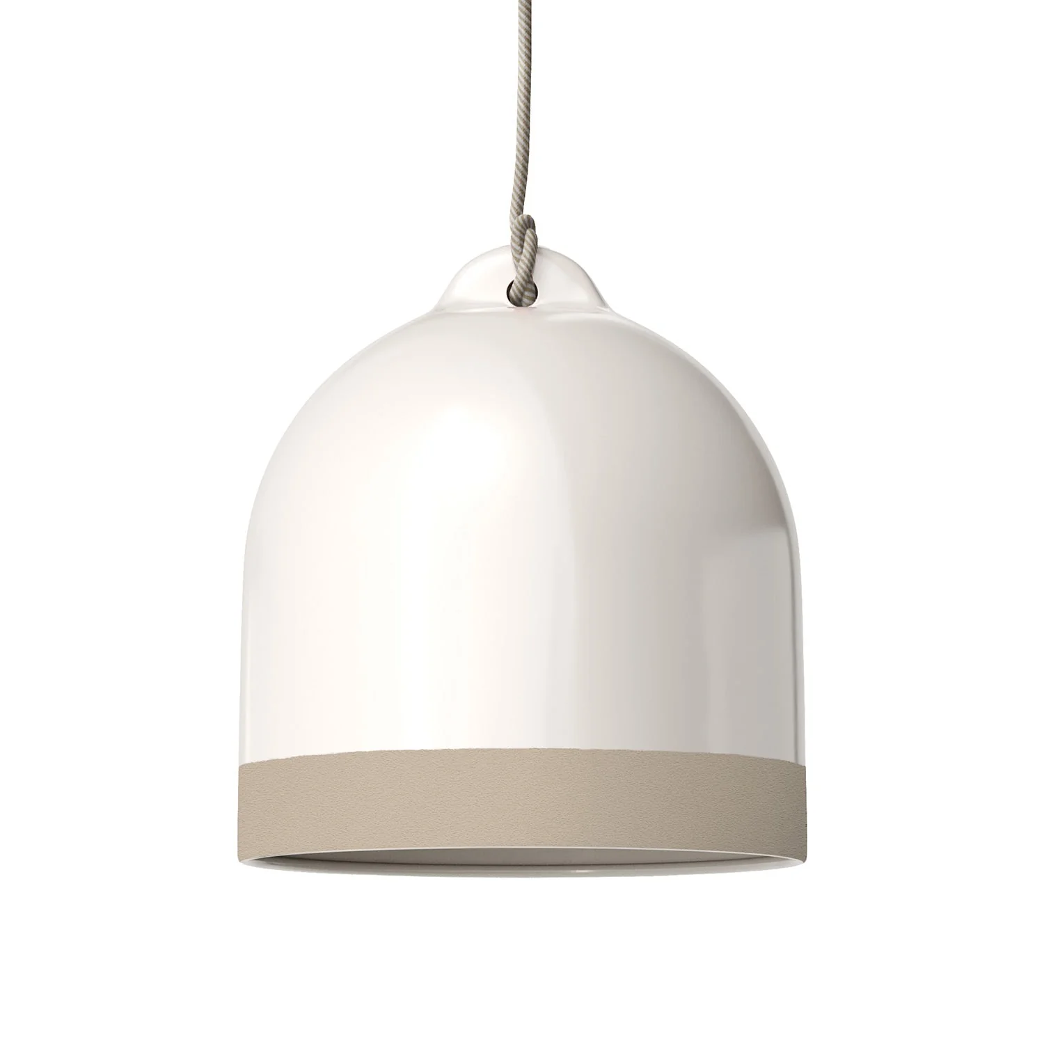 Campana M-Schirm zweifarbig aus Keramik, Weiß und Taupe, Kollektion Materia – Made in Italy