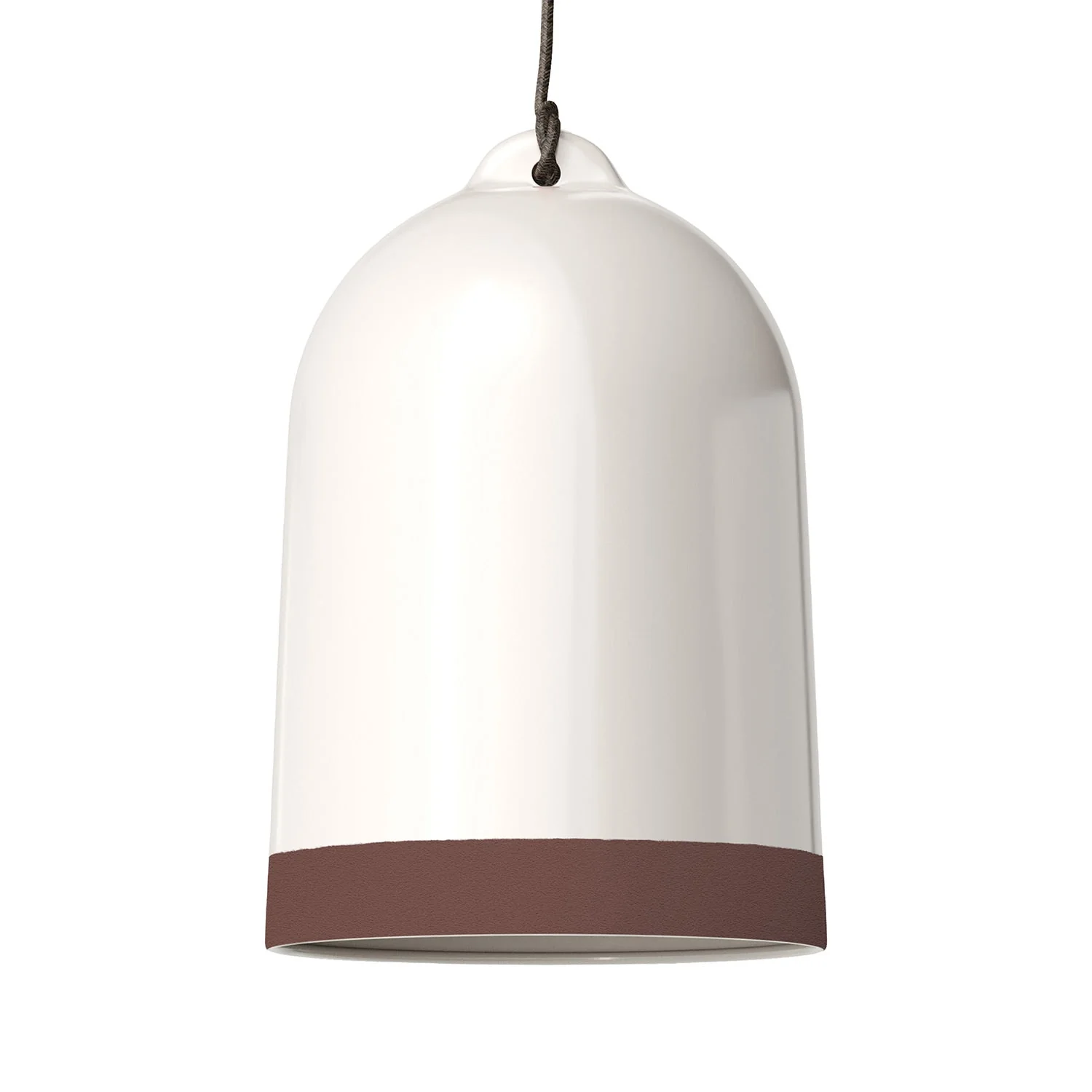 Glockenschirm XL zweifarbig aus Keramik, Weiß und Braun, Kollektion Materia – Made in Italy