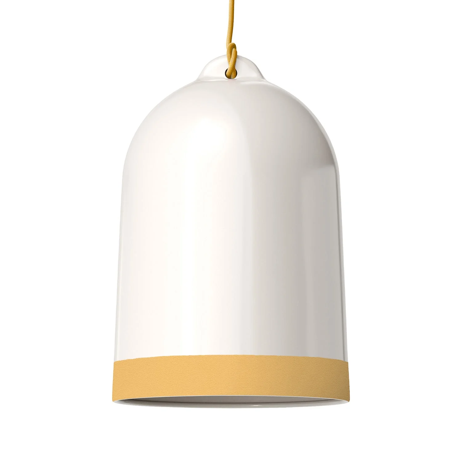 Campana XL Keramiklampenschirm, zweifarbig in Weiß und Gelb, Materia-Kollektion – Made in Italy