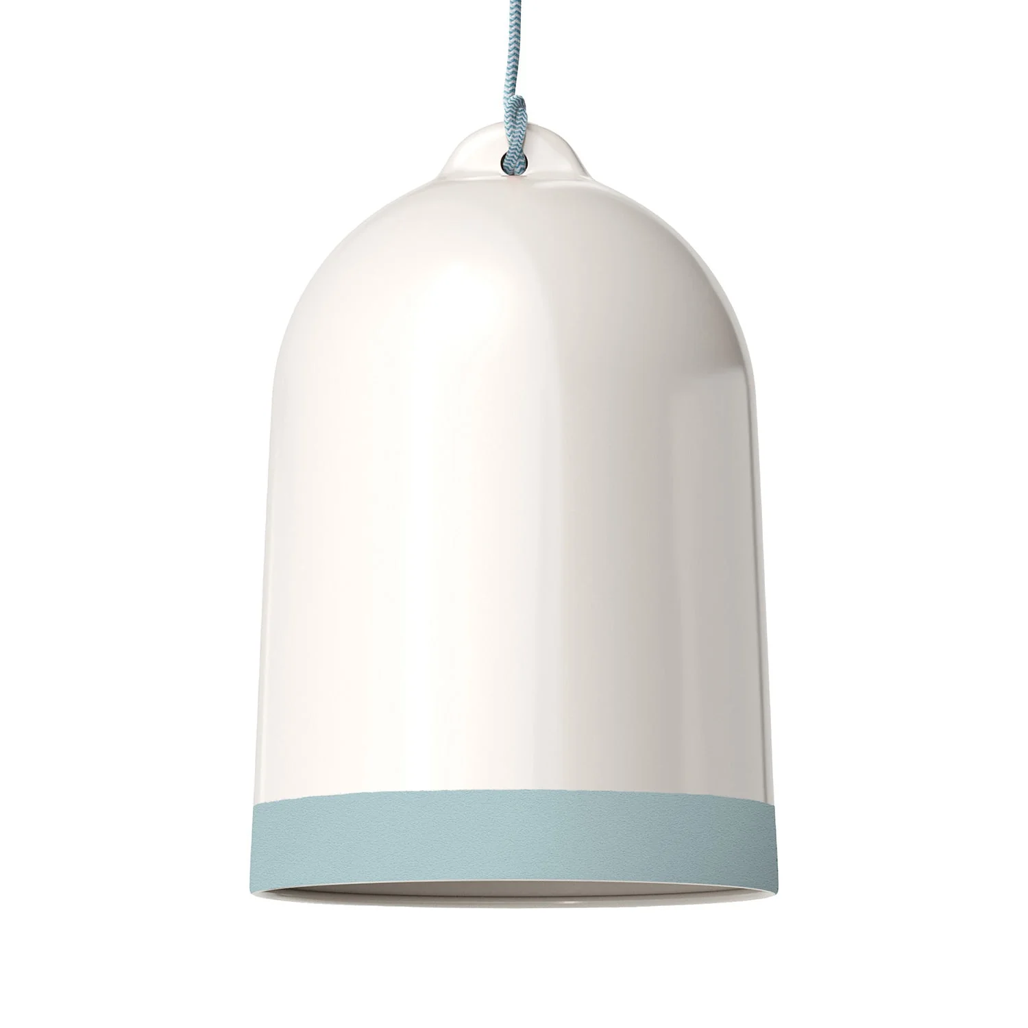 XL Campana-Lampenschirm, zweifarbige Keramik Weiß und Blau, Materia-Kollektion – Made in Italy