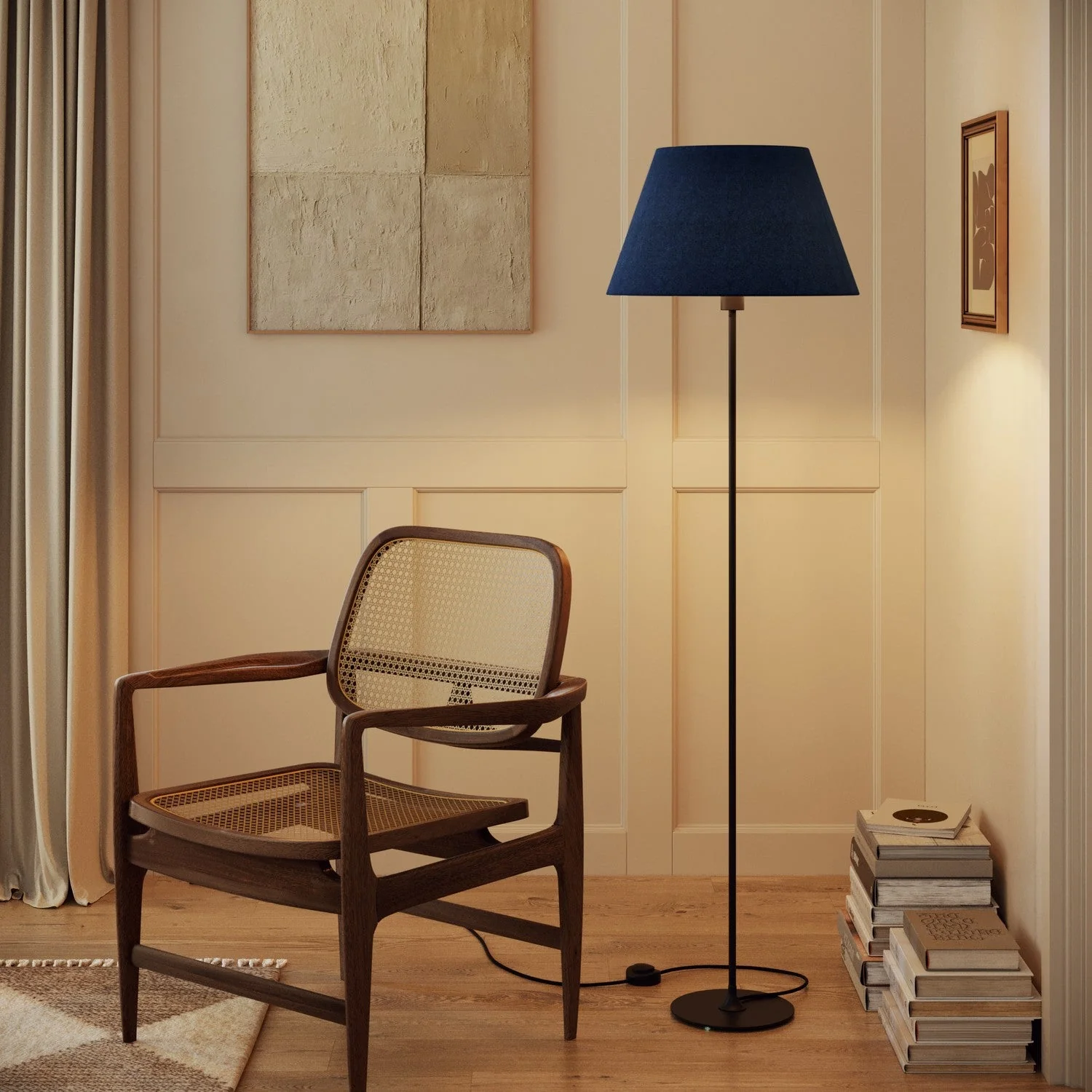 Lampenschirm Impero L für Tisch- oder Wandleuchte mit E27-Sockel – Made in Italy – Blaue Wolle - Image 2