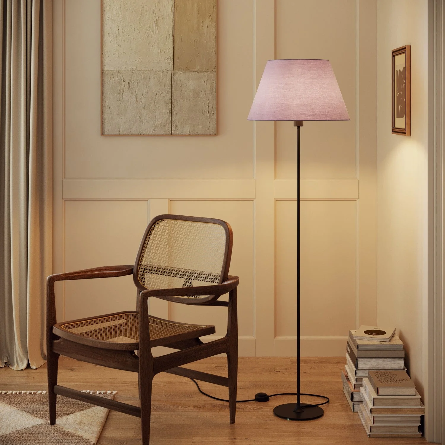Impero-Lampenschirm L für Tisch- oder Wandleuchten mit E27-Fassung – Made in Italy – Lila Baumwolltuch - Image 2