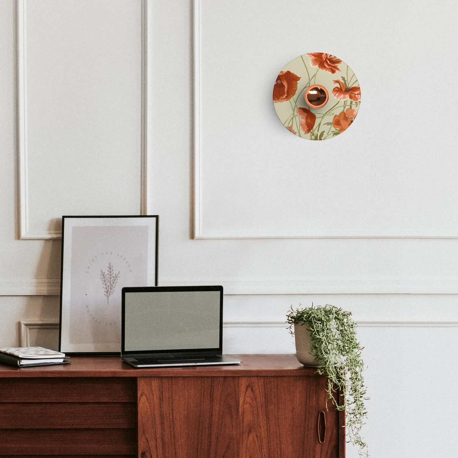 Mini Ellepì-Flachschirm mit Blumenmuster ‚Blossom Haven‘, botanischer Mohn, Durchmesser 24 cm – Made in Italy - Image 2