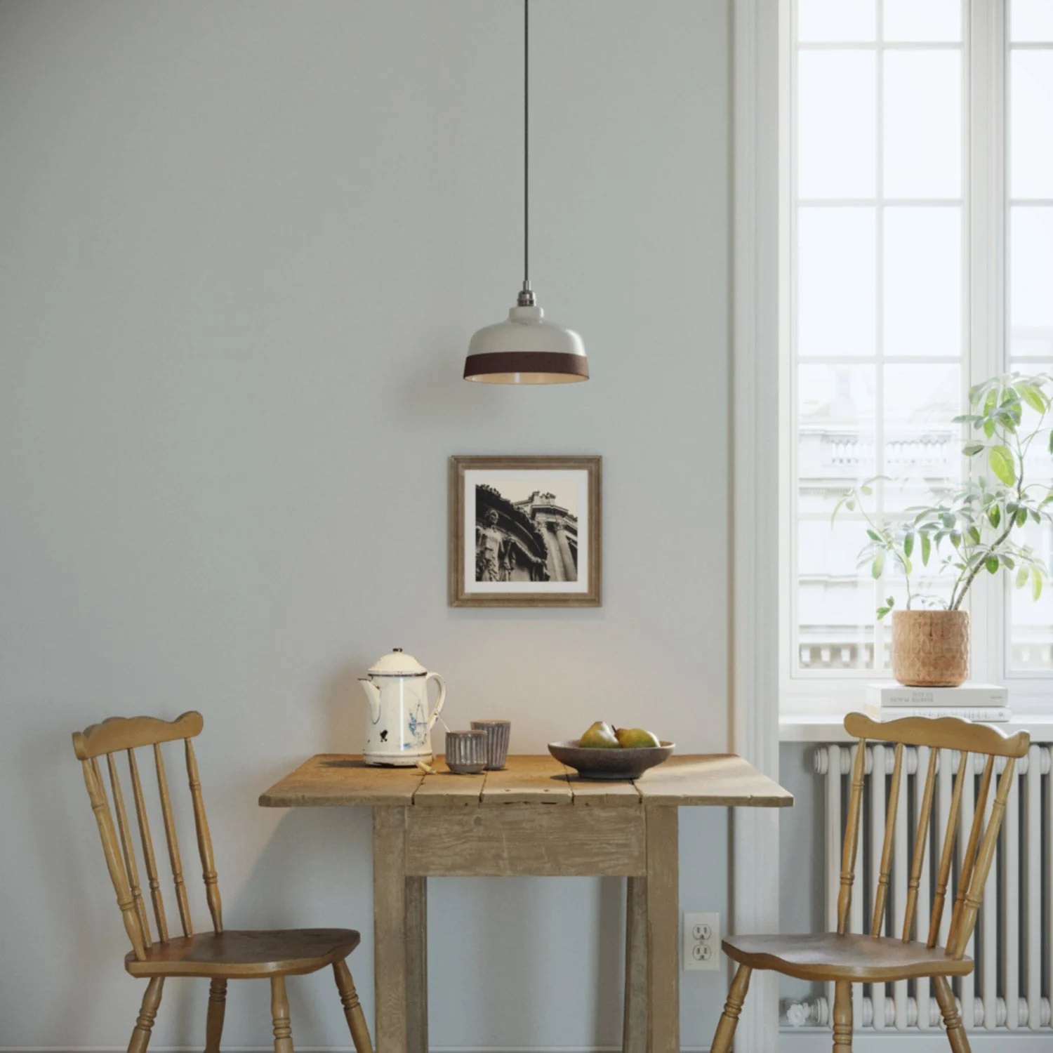 Lampenschirm Coppa zweifarbig aus Keramik Weiß und Braun, Kollektion Materia – Made in Italy - Image 2