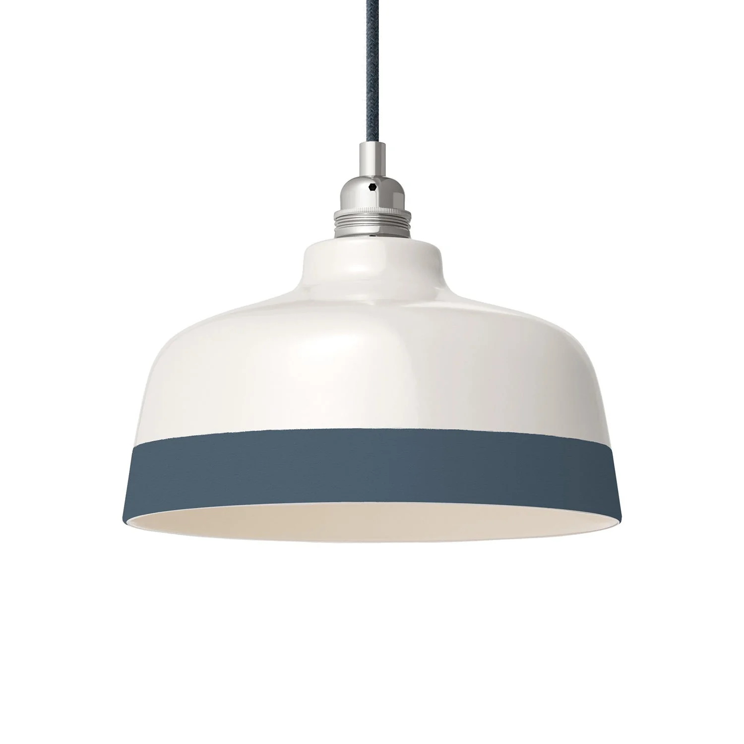 Zweifarbiger Lampenschirm Coppa aus Keramik Weiß und Petrol, Kollektion Materia – Made in Italy