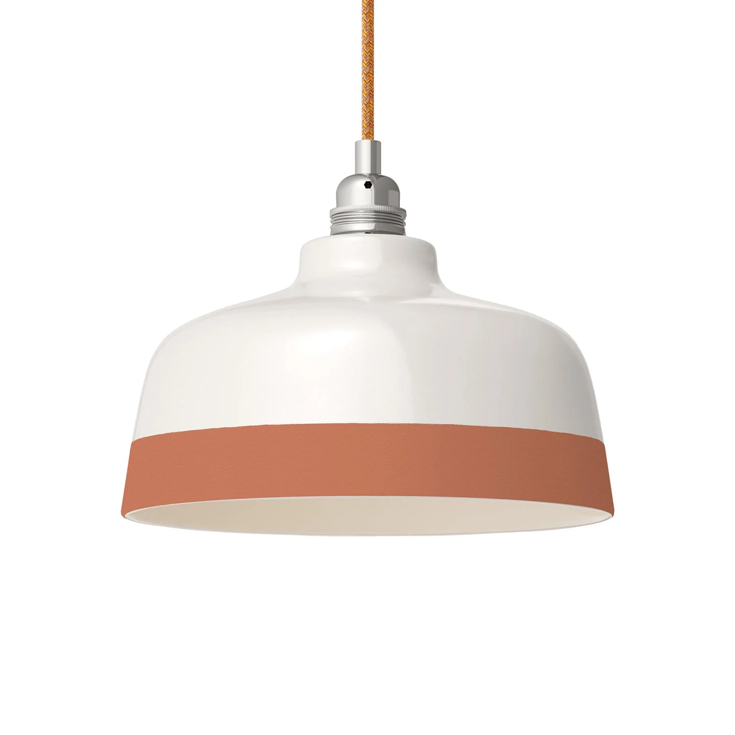 Zweifarbiger Schalen-Lampenschirm aus Keramik, Weiß und Terrakotta, Kollektion Materia – Made in Italy