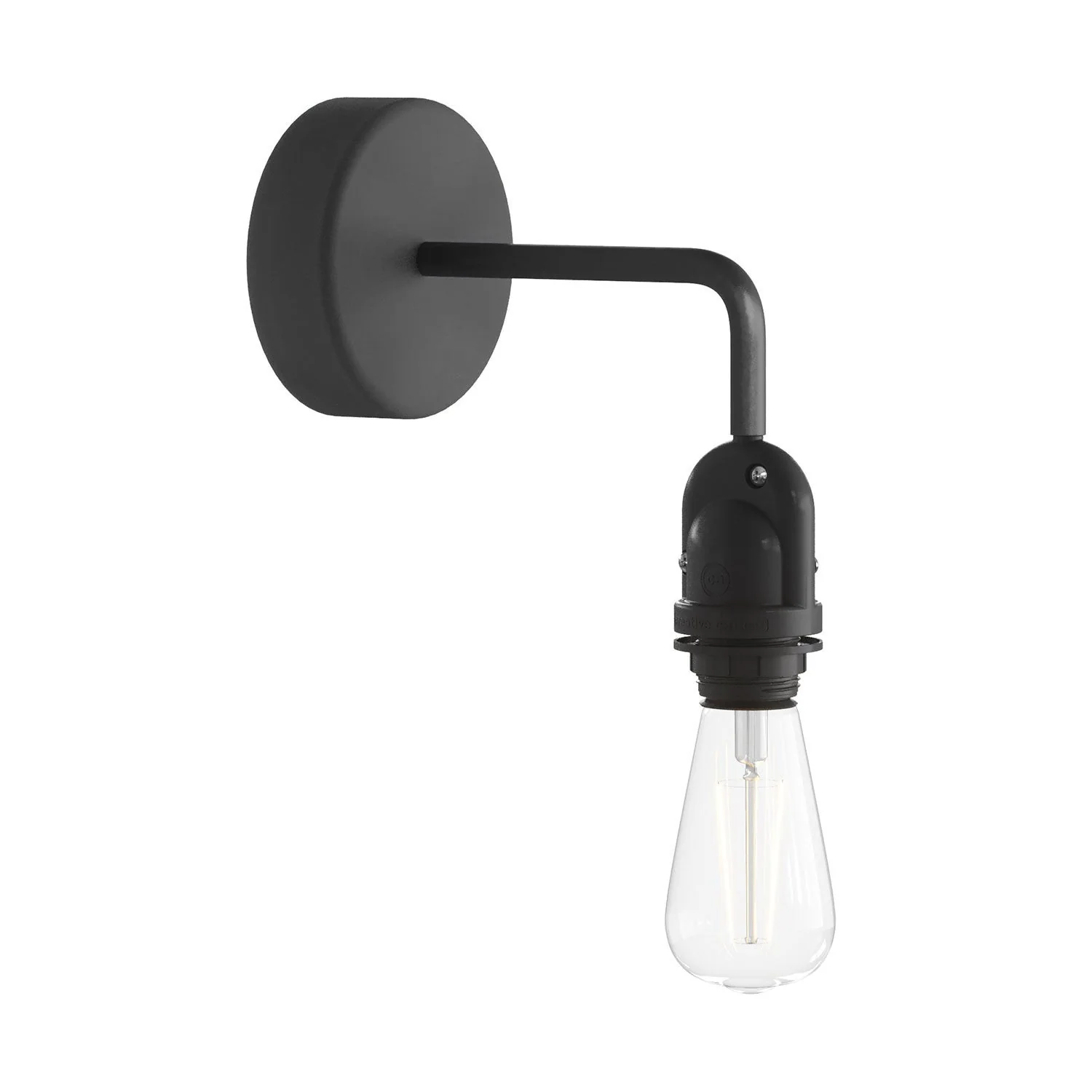 Fermaluce für Modulair-Lampenschirme mit L-Arm, Baldachin und IP65-wasserdichter Lampenfassung – Schwarz