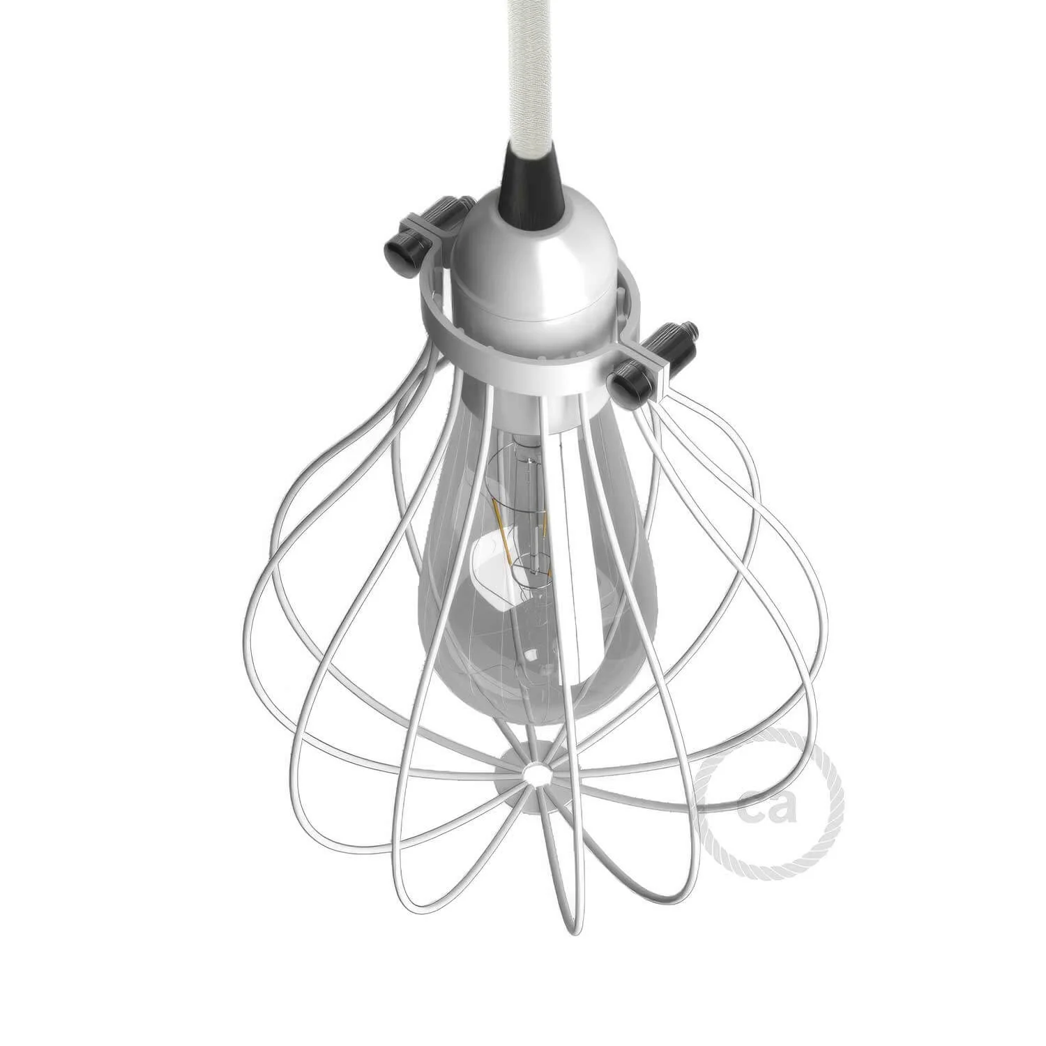 Lampenschirm-Käfig Drop aus Metall mit verstellbarem Klemmkragen - Weiß - Image 3