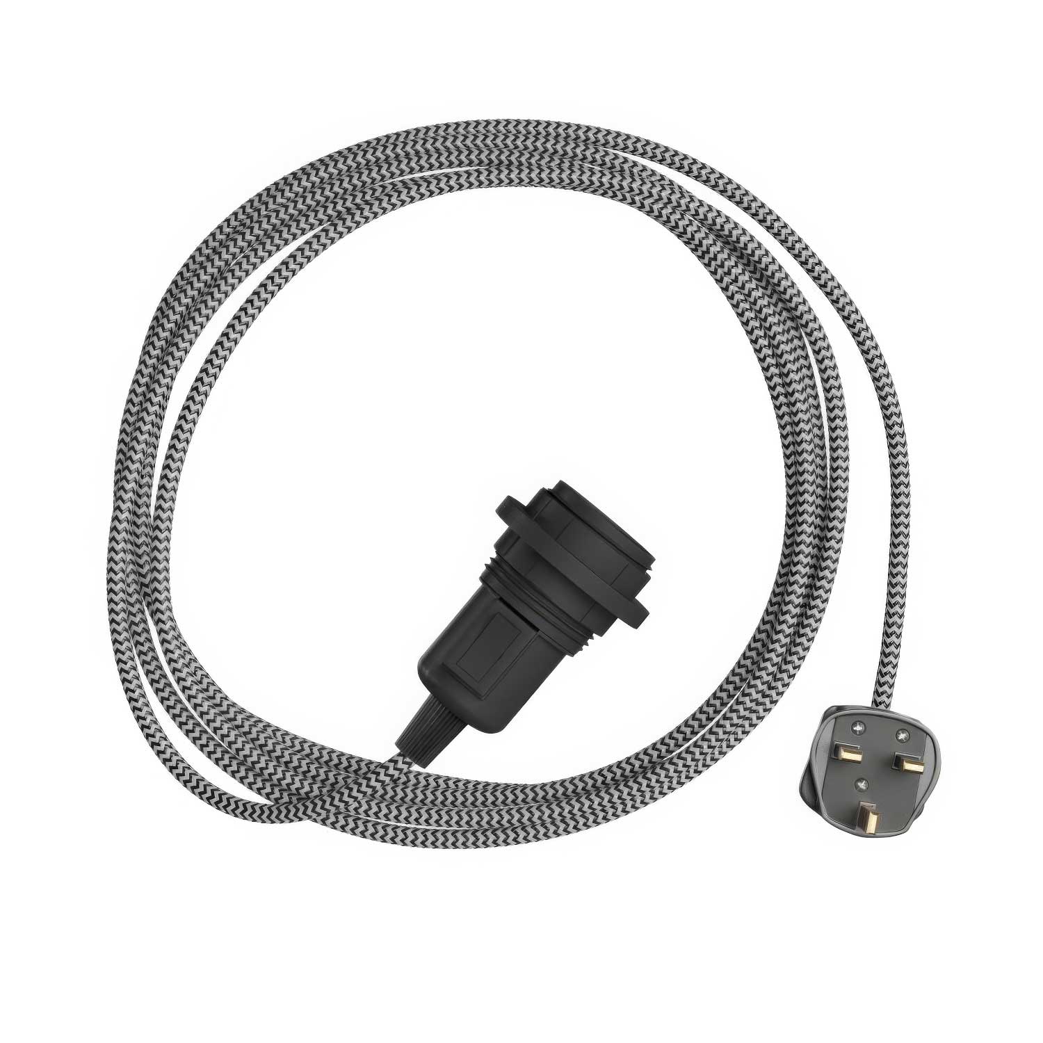 Snake Zig-Zag für Lampenschirm - Plug-in-Lampe mit Zig-Zag-Textilkabel RZ04 und UK-Stecker