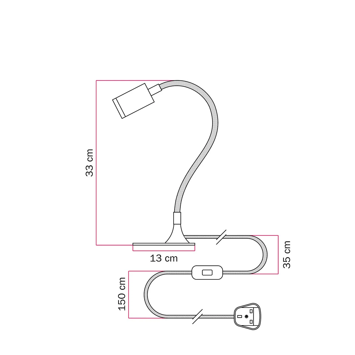 Schreibtischlampe MAG-Y mit Flex, ovaler Metallbasis, Spotlicht und UK-Stecker – Schwarz - Image 6