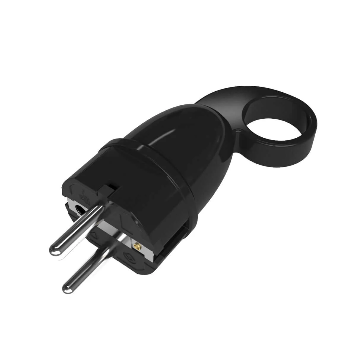 Komfort-Schukostecker mit Ring 16A 250V – Schwarz