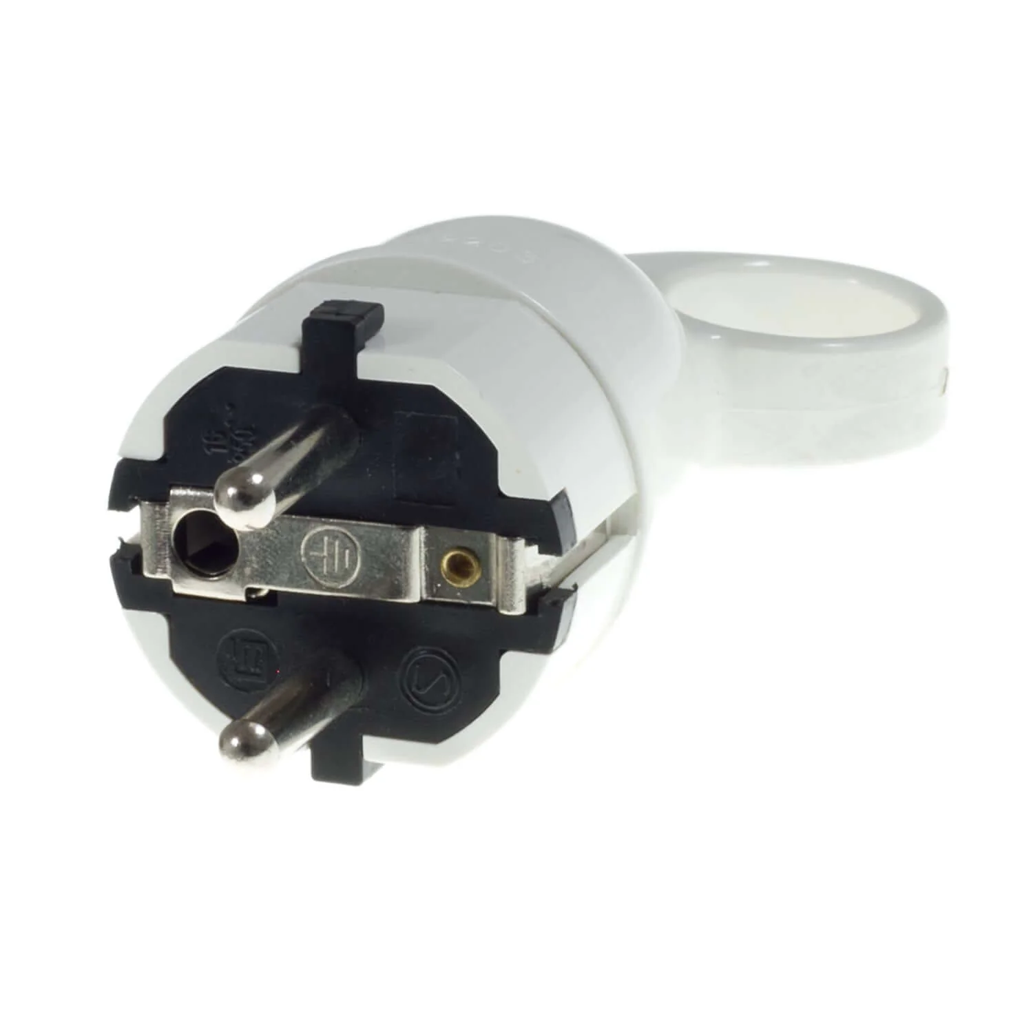 Schuko-Komfort-Stecker mit Ring 16A 250V – Weiß