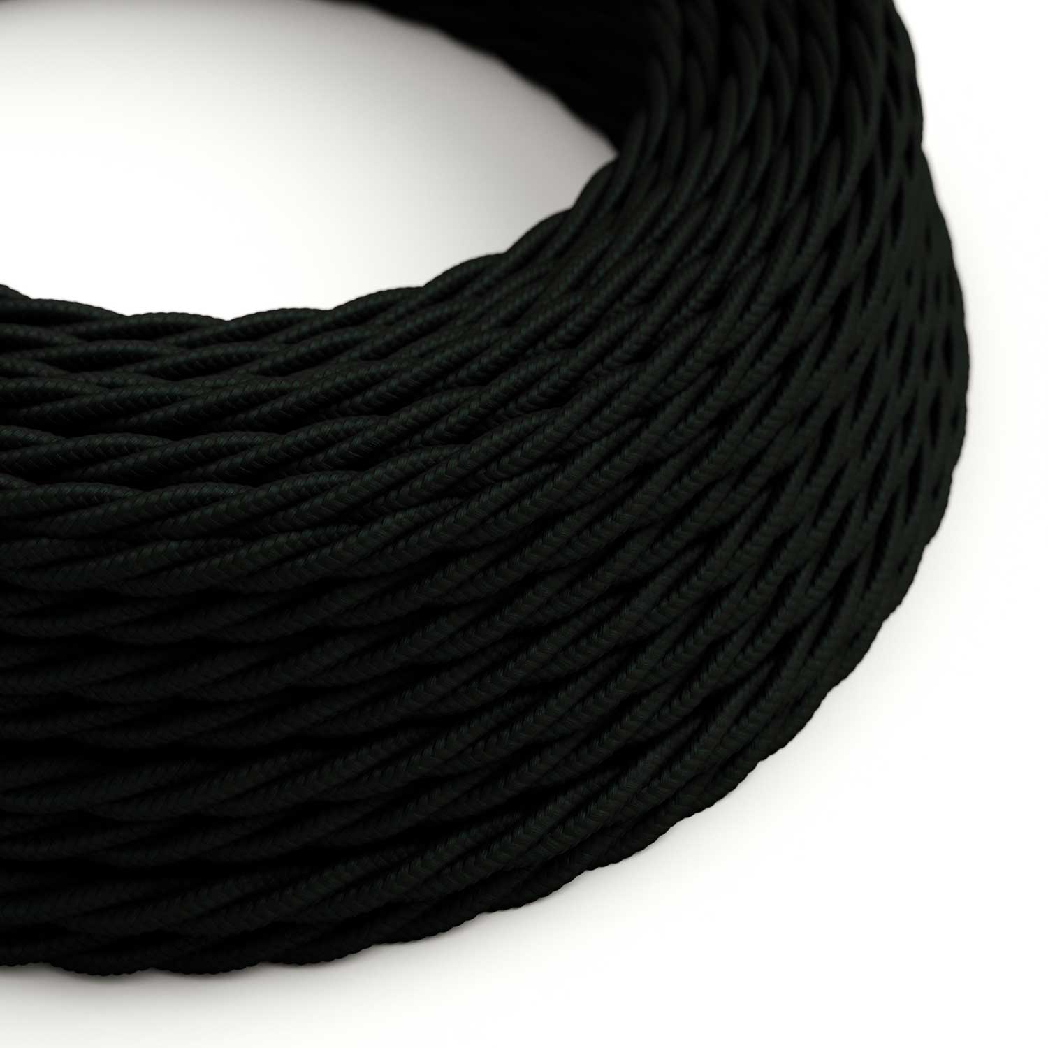 Textilkabel Glänzend Anthrazit Schwarz – Das Original von Creative-Cables – TM04, geflochten 2x0,75mm / 3x0,75mm