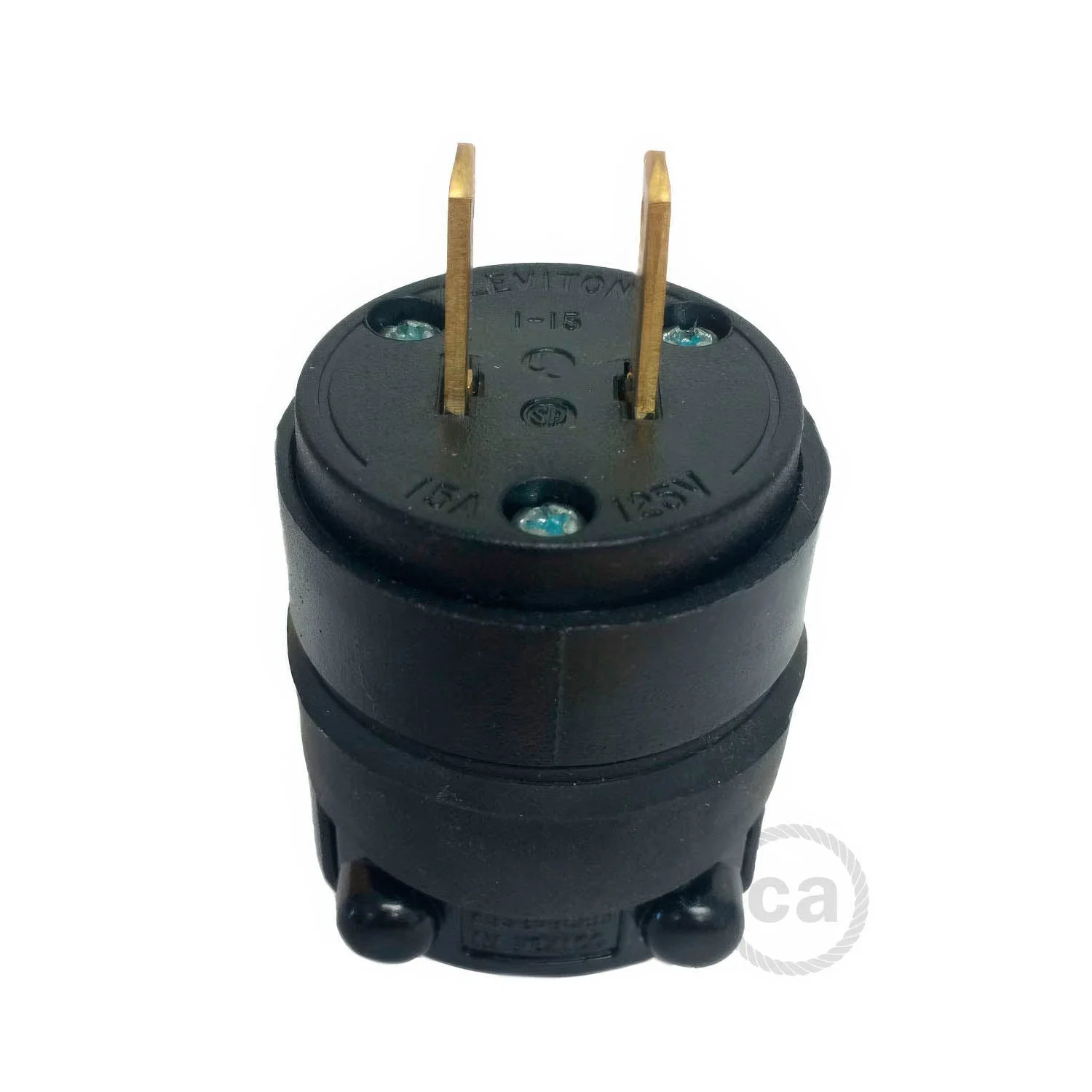 Schwarzer gummierter Zweipol-Stecker für Lichterketten