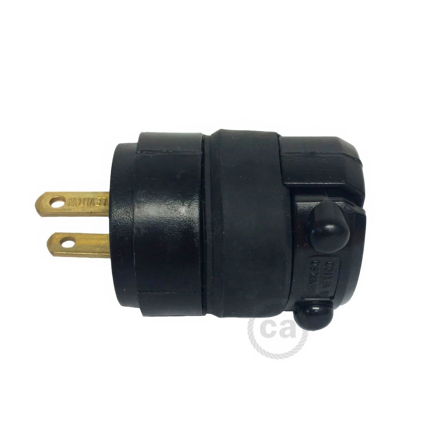 Schwarzer gummierter Zweipol-Stecker für Lichterketten - Image 2