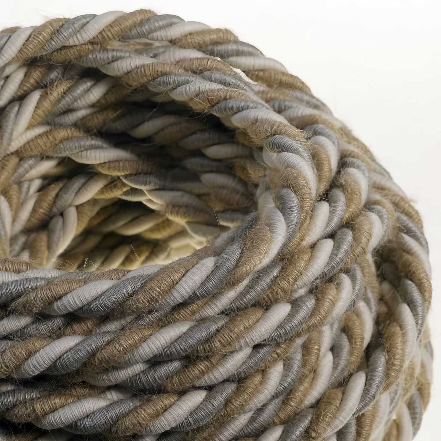 Seil-Elektrokabel 18/3 AWG Leiter. Ummantelt mit Naturleinen, Baumwollstoff und Jute – Country-Look - Image 2
