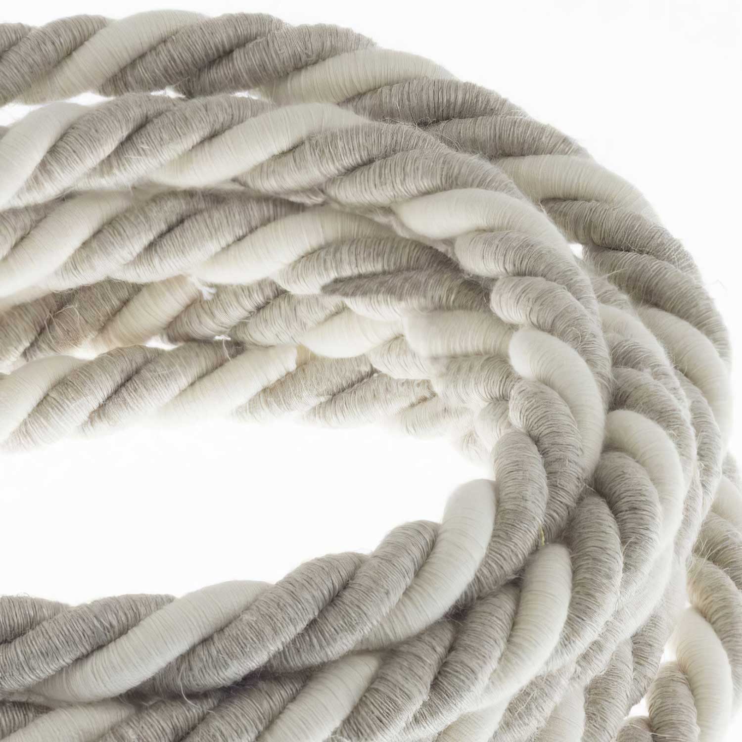 Kabel mit Juteümantelung, 18/3 AWG Innenleiter. Naturleinen und Baumwolle roh - Image 2