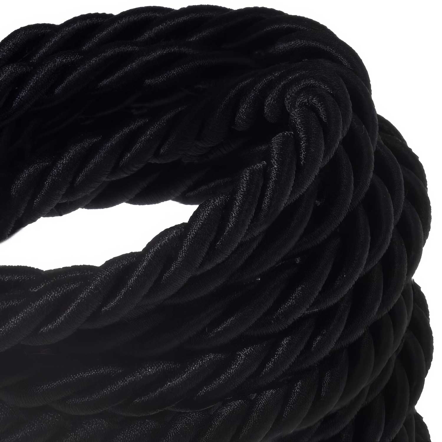 Seil-Elektrokabel, 18/3 AWG innen. Glänzendes schwarzes Textilgeflecht - Image 2