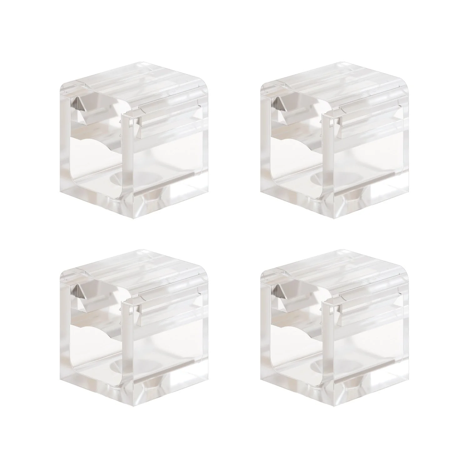 Set 4 Cube Clip Transparent – Mini Deckenpin für Textilkabel