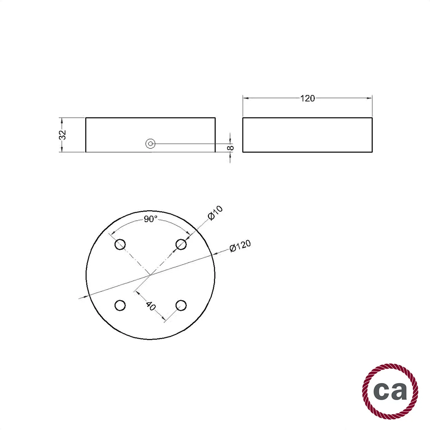 Zylindrisches Rosetten-Kit aus Holz mit 4 Löchern – Wengé-Effekt - Image 5