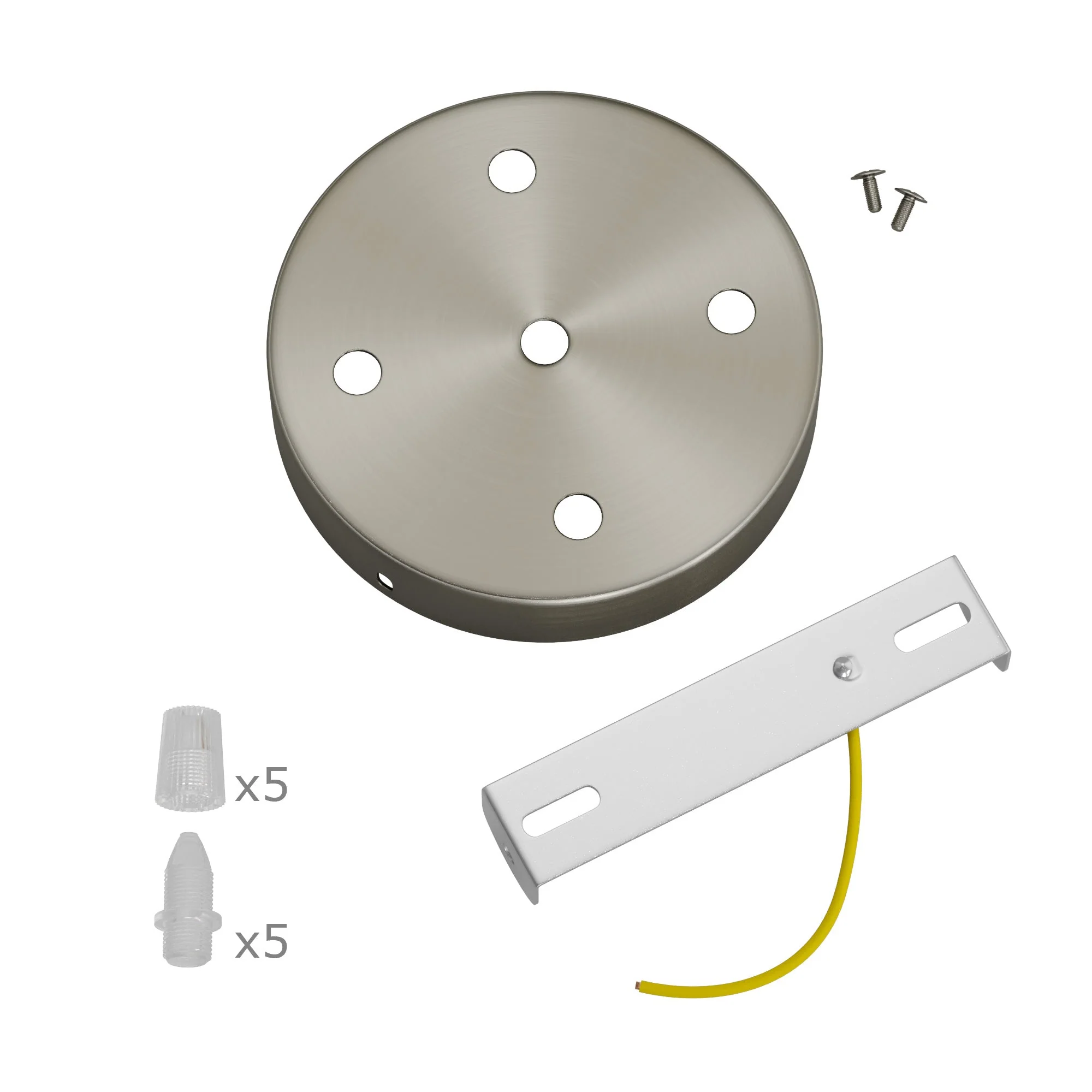 Zylindrisches Lampenbaldachin-Set aus Metall mit 5 Löchern – Satin-Titan - Image 3