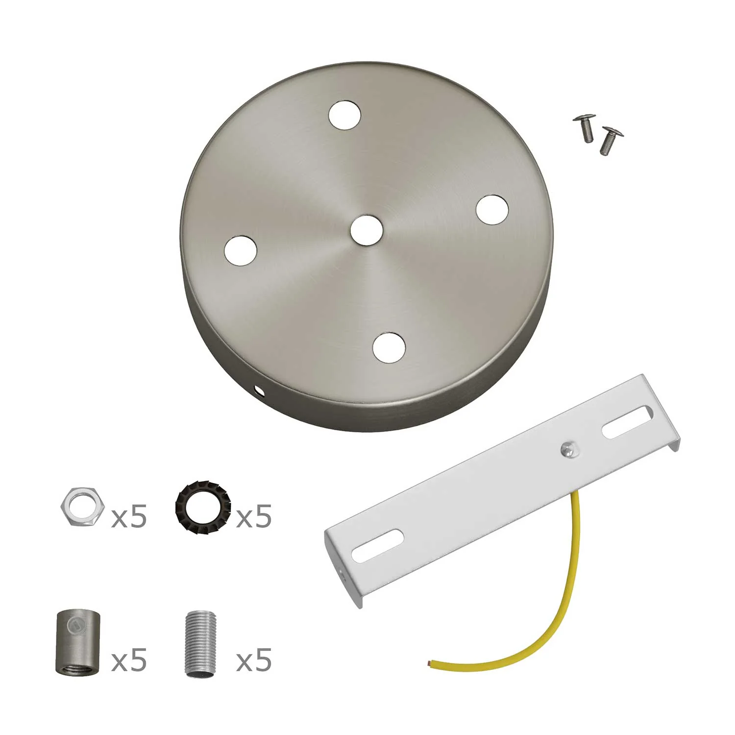 Zylindrisches Lampenbaldachin-Set aus Metall mit 5 Löchern – Satin-Titan - Image 7