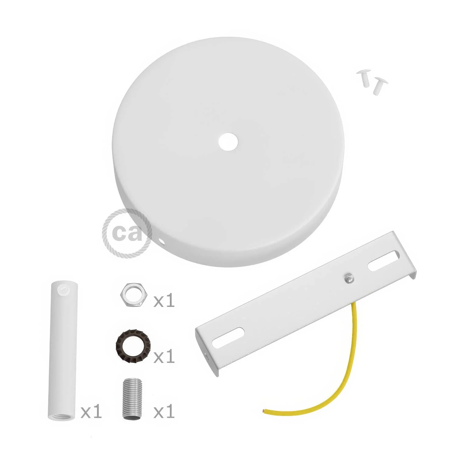 Lampenbaldachin-Kit zylindrisch aus Metall mit 7 cm Textilkabelklemme - Mattweiß - Image 3