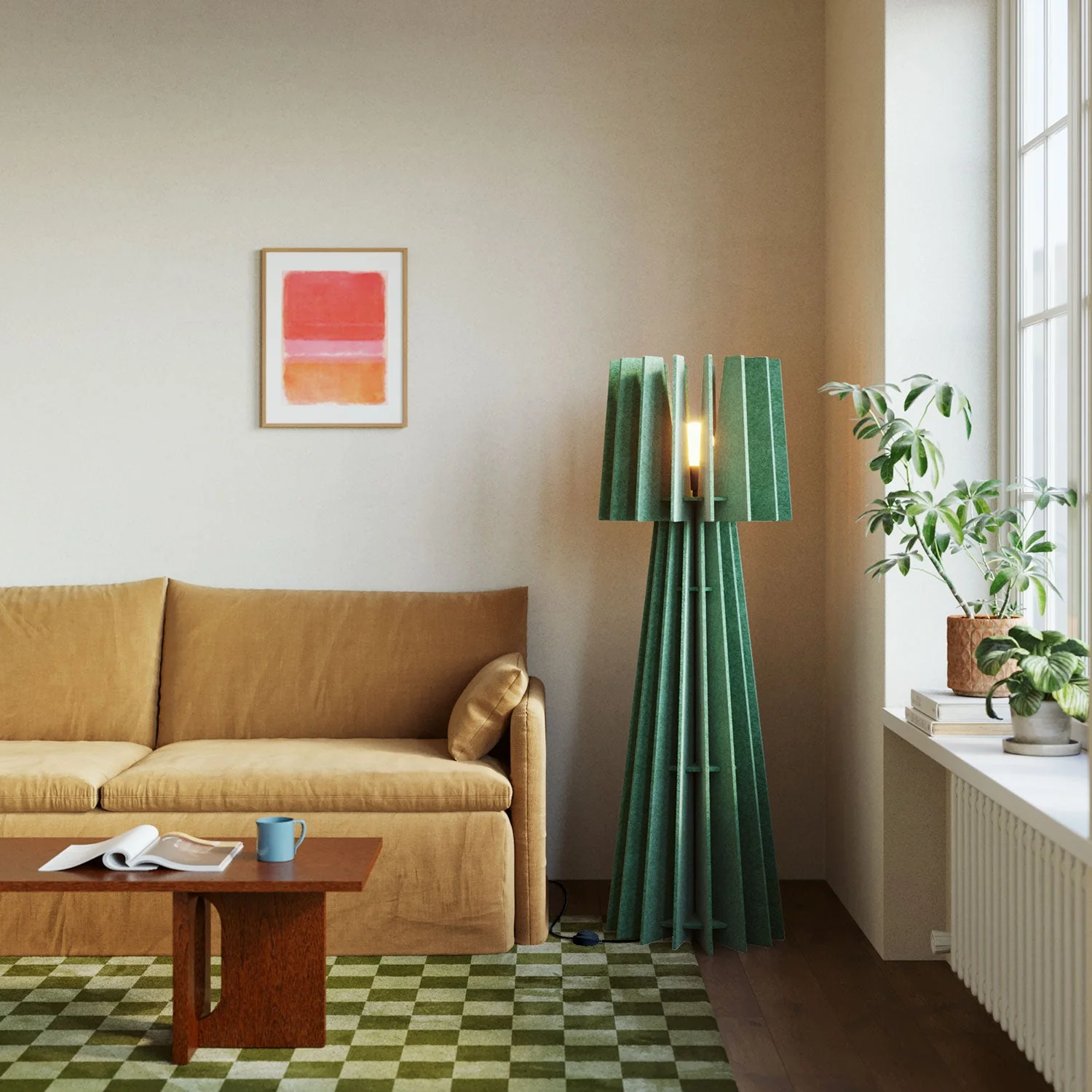 SHHINE Stehleuchte aus schallabsorbierendem Material mit UK-Stecker - Melange Grün - Image 2