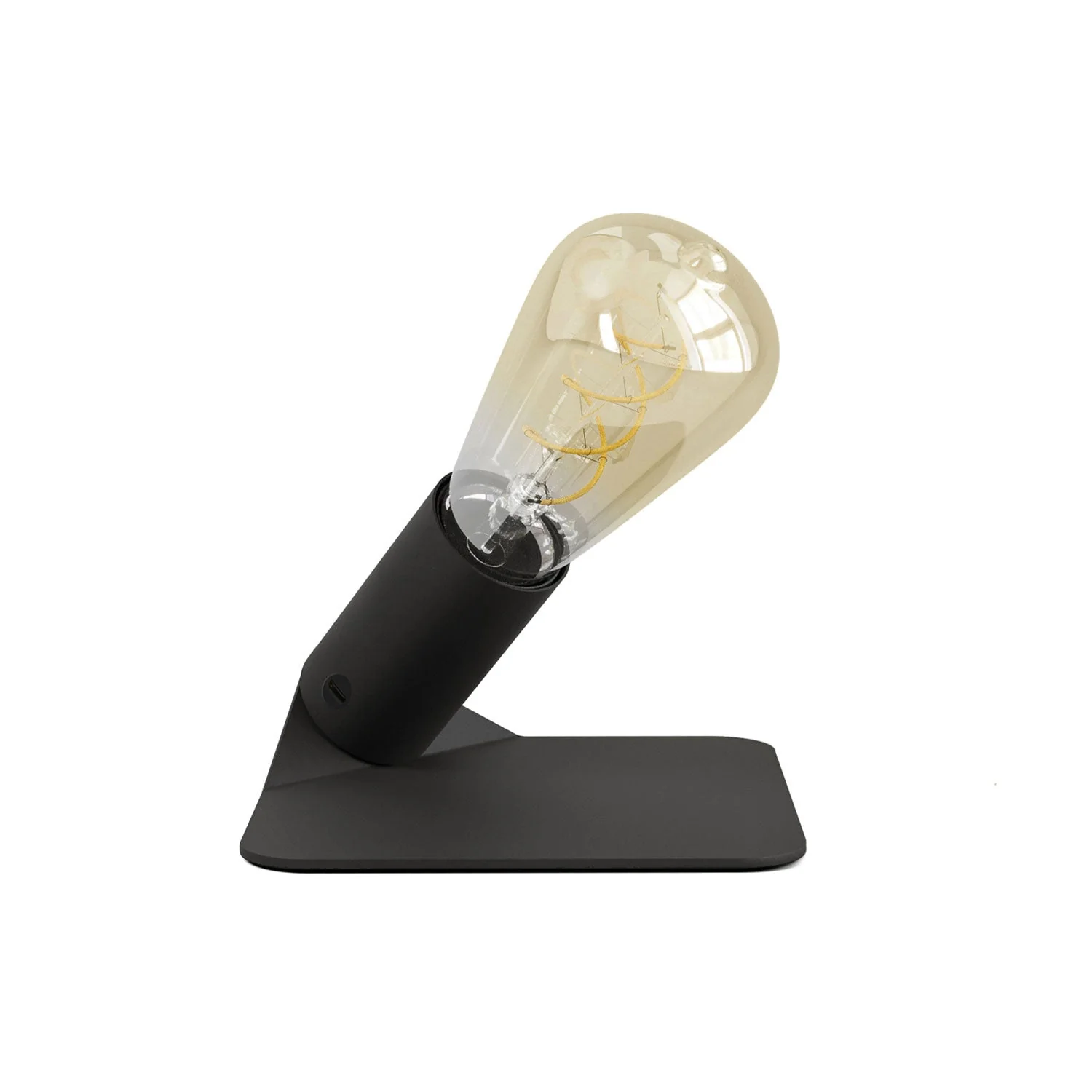 SI! Tischlampe mit 5V und Glühbirne ST64 sowie Metallfuß – Schwarz