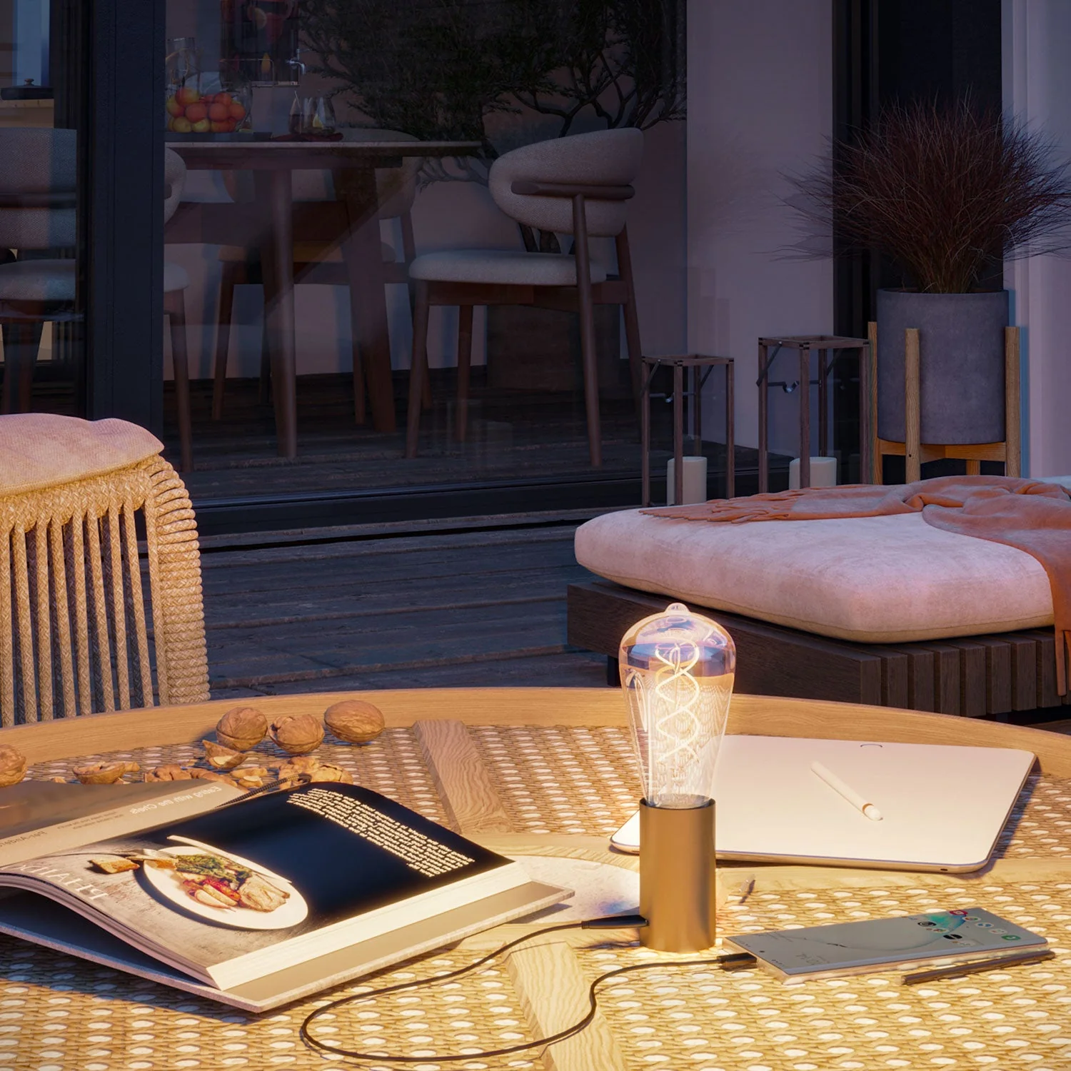 JA! Tragbare Lampe mit 5V und ST64-Glühbirne – Satinierte Bronze - Image 5