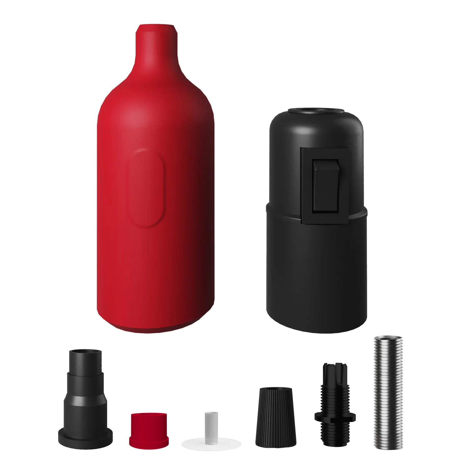 Silikon-Fassungsset E26 mit Schalter und verdeckten Kabelklemmen – Rot - Image 2