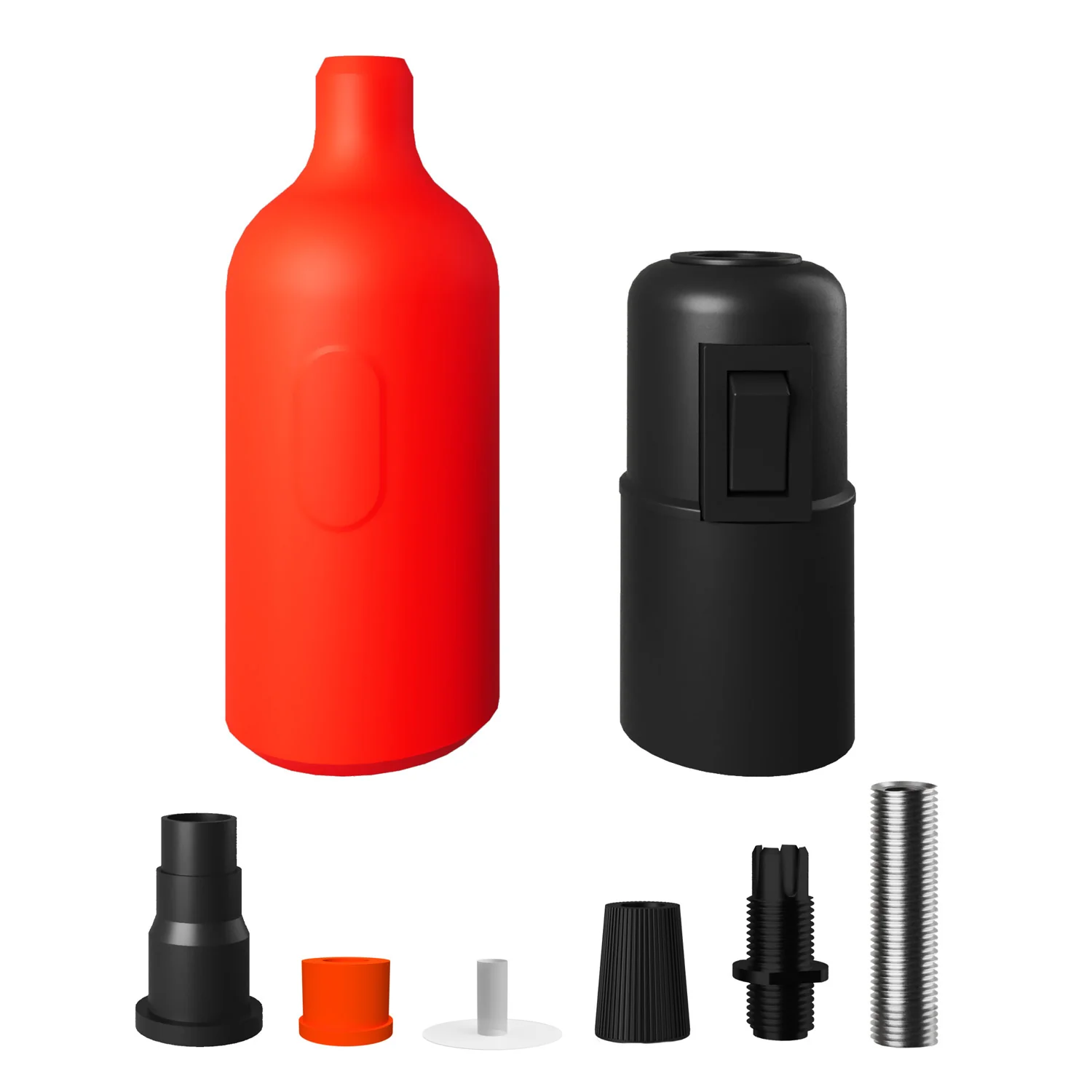 E26 Silikon-Fassungsset mit Schalter und verdeckten Kabelklemmen – Orange - Image 2