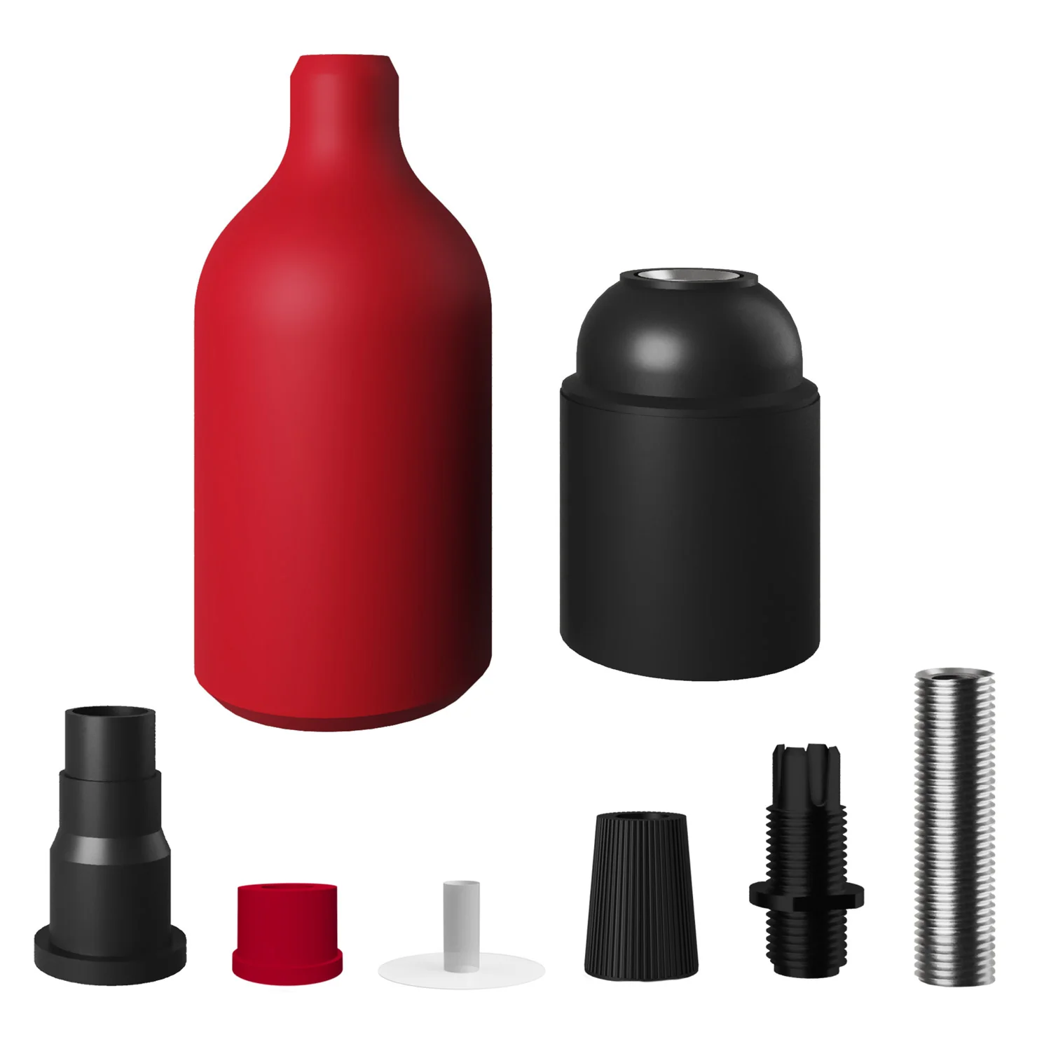 Silikon-Fassung E26 Kit mit versteckter Zugentlastung – Rot - Image 2