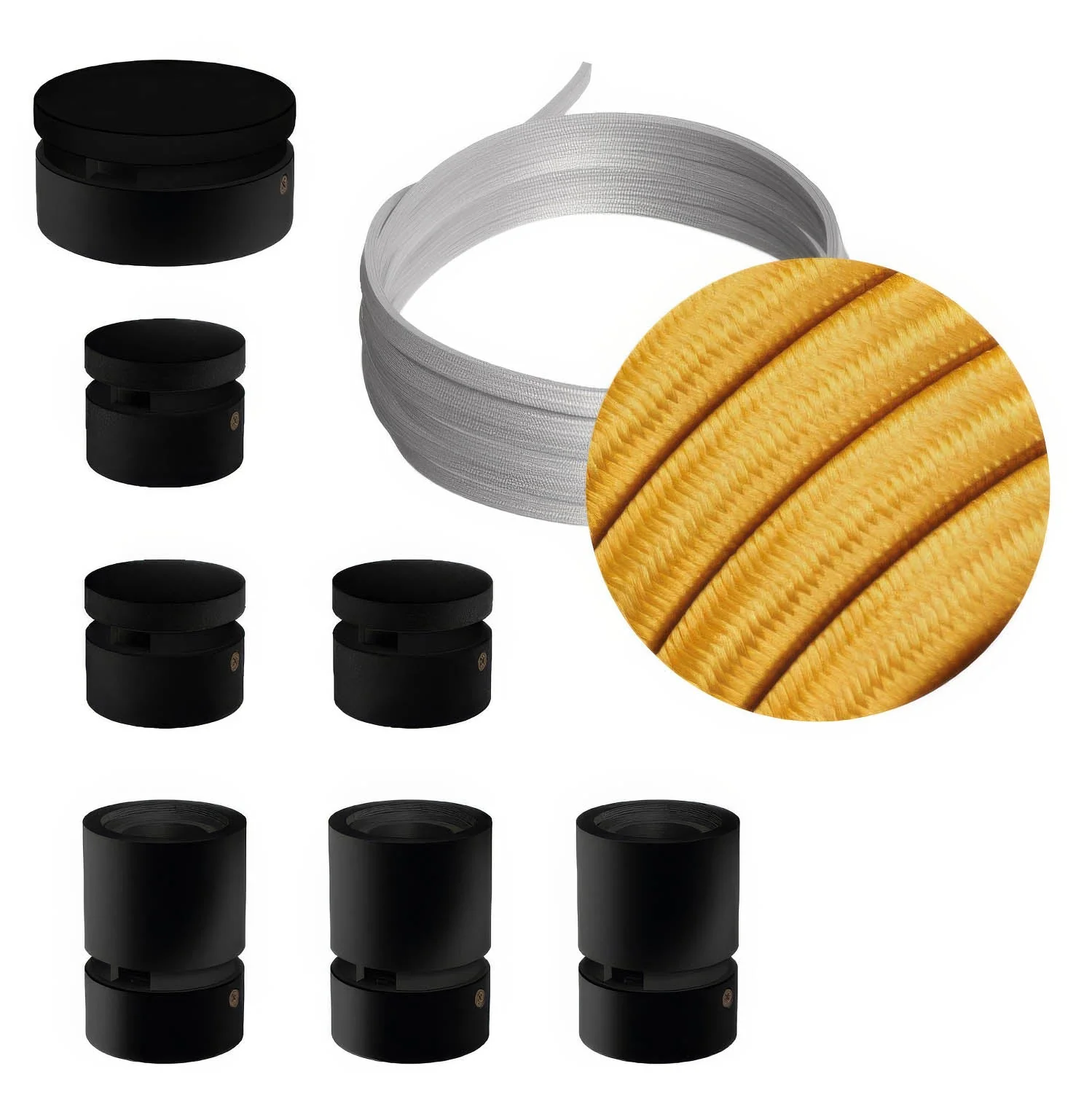 System Filé Linear Kit – mit 5 m CM05-Kabel für Lichterketten und 7 lackierten Holzelementen in Schwarz für Innenräume
