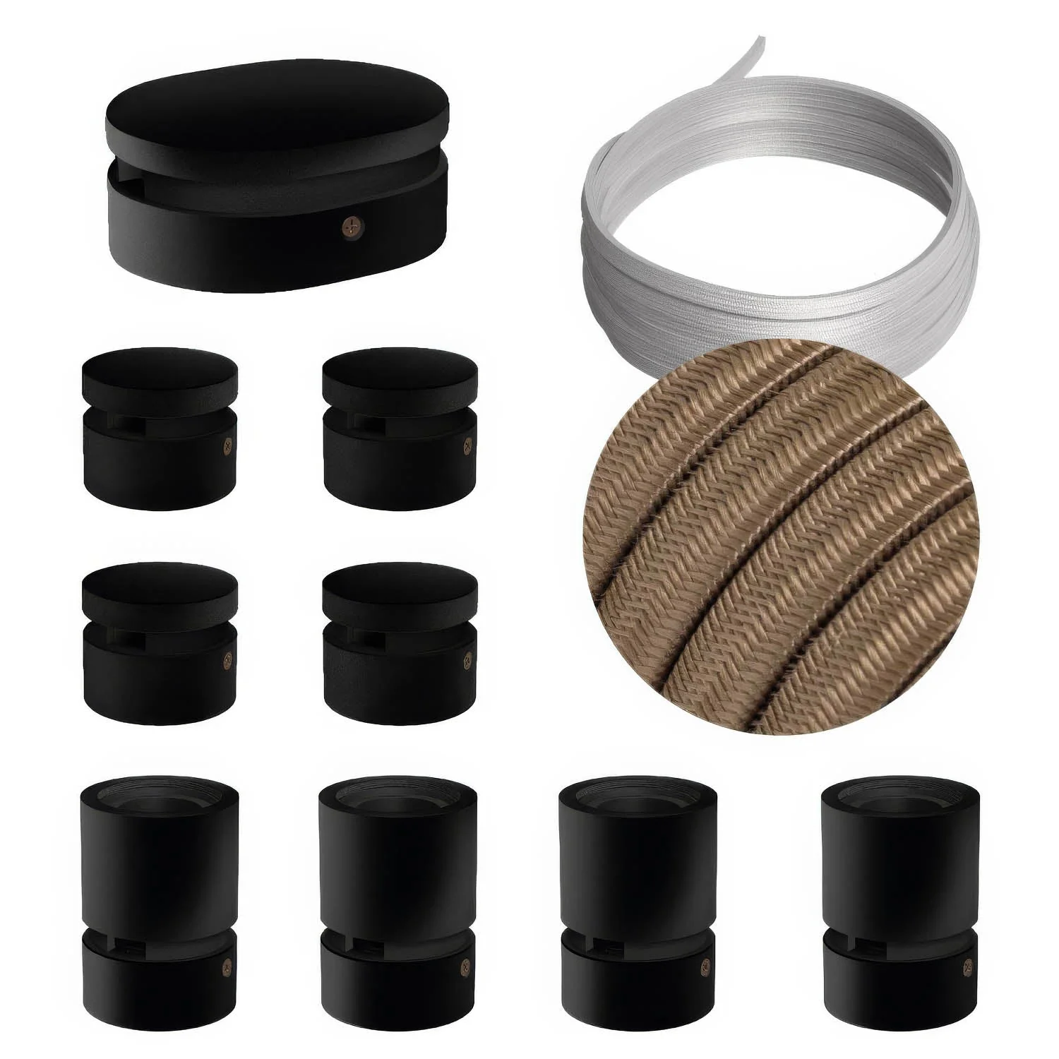Filé Symmetric Kit System - mit CM27-Kabel 5 m für Lichterkette und 9 schwarz lackierten Holzteilen für den Innenbereich
