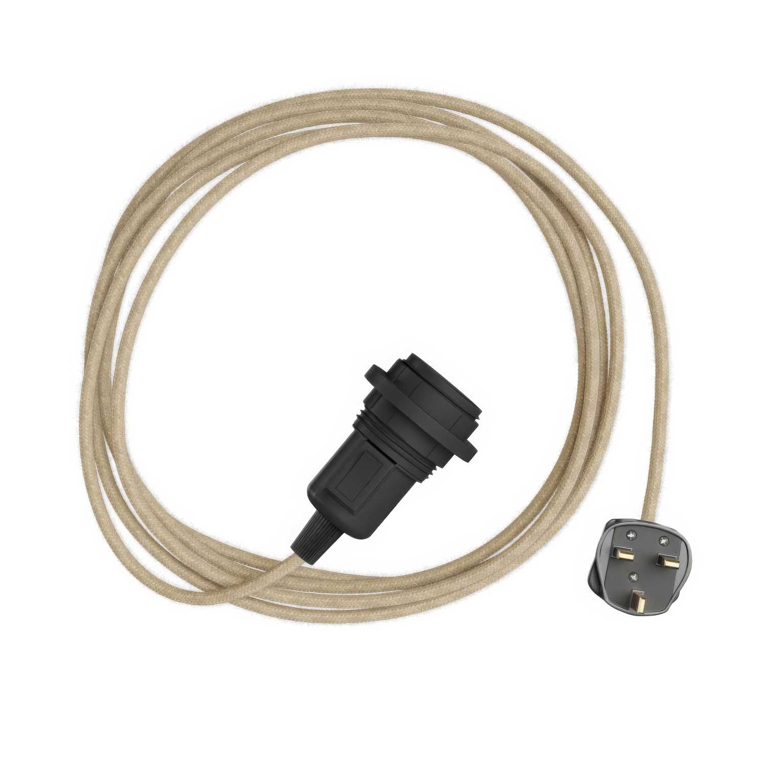 Snake für Lampenschirm – Plug-in-Lampe mit buntem Textilkabel RN06 und UK-Stecker.