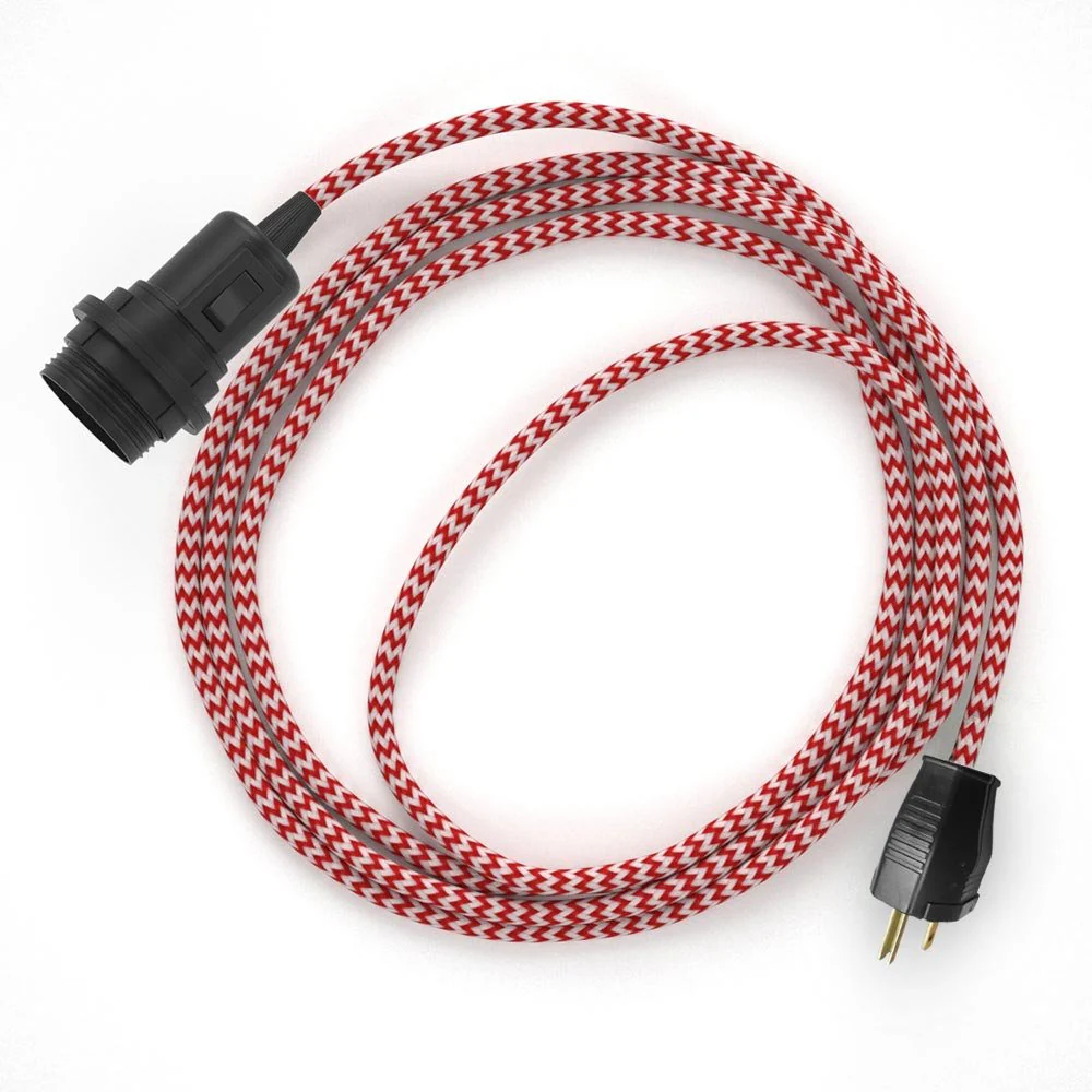 Snake für Lampenschirm – Ansteckleuchte mit Zig-Zag-Stoffkabel – RZ09