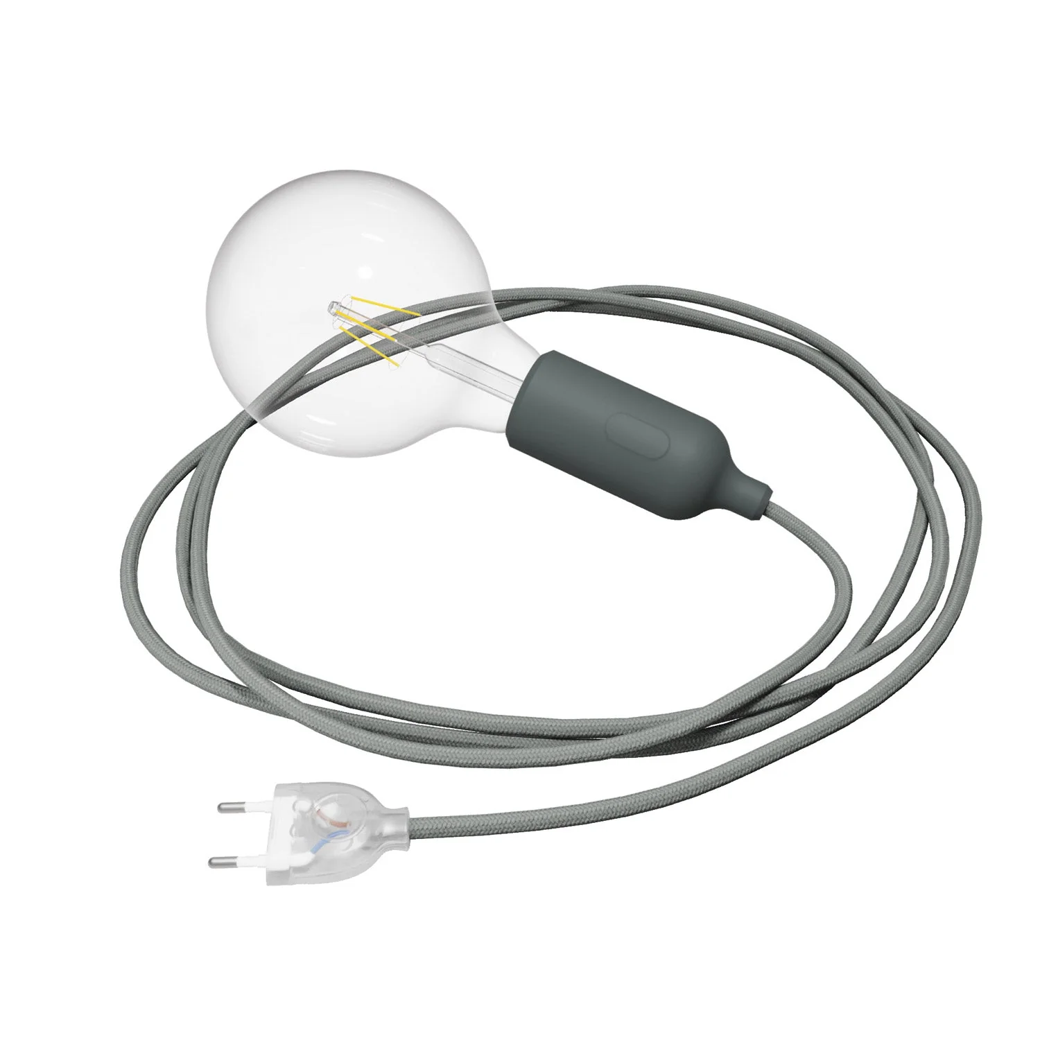 Snake Lampe aus Silikon mit Schalter und Stecker – Grau