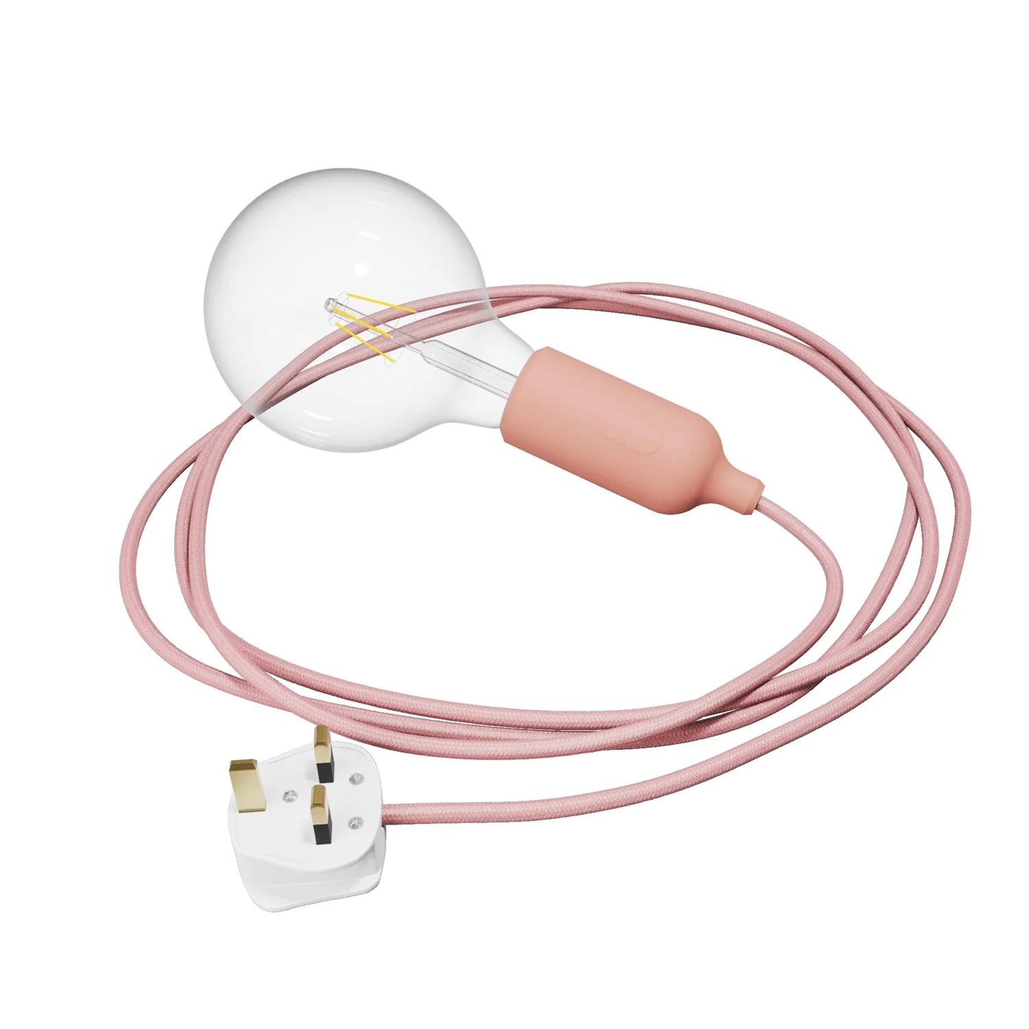 Snake Lampe aus Silikon mit Schalter und UK-Stecker – Lachs