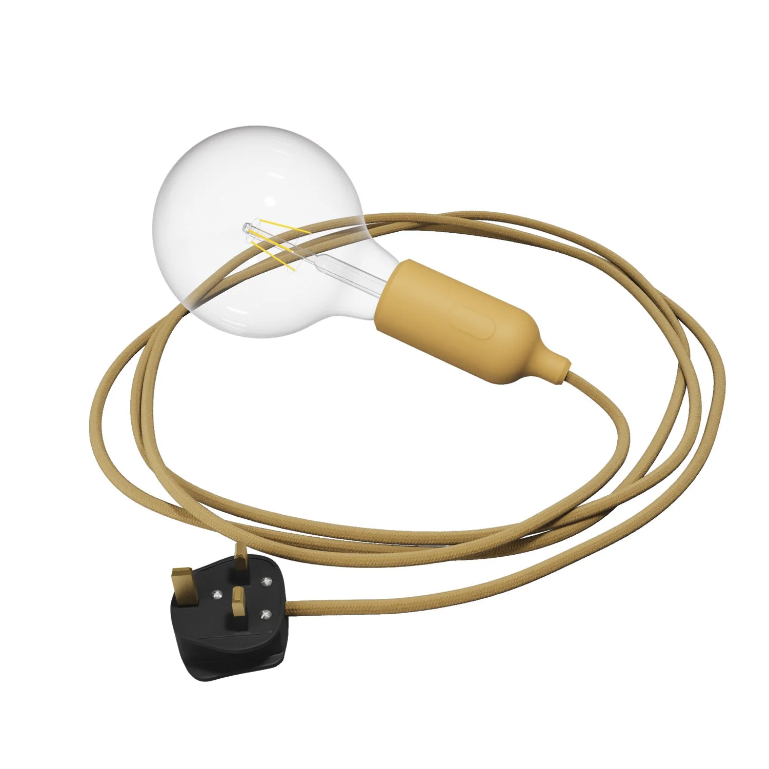 Snake Lampe aus Silikon mit Schalter und UK-Stecker – Senfgelb