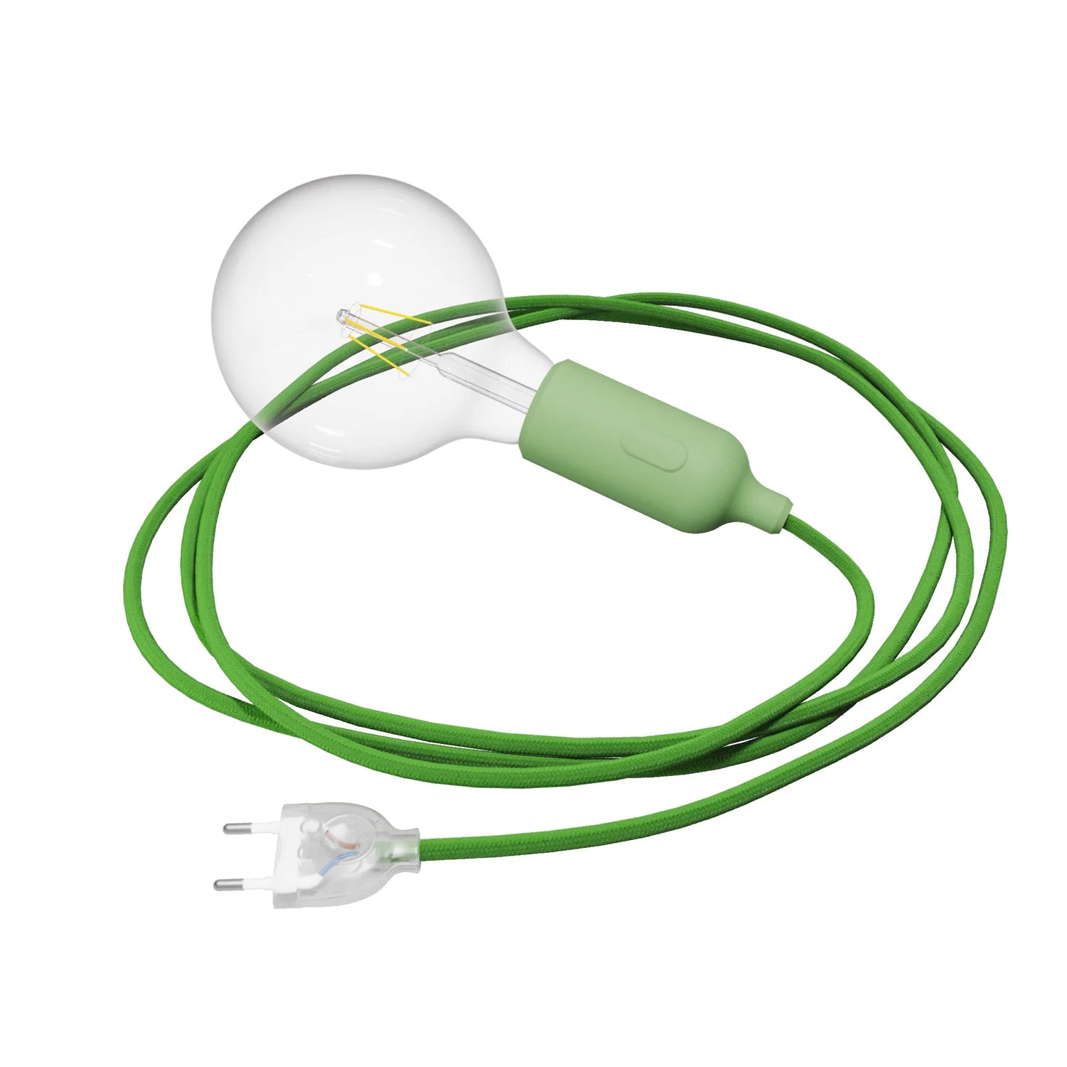 Snake Lampe aus Silikon mit Schalter und Stecker – Wiesengrün