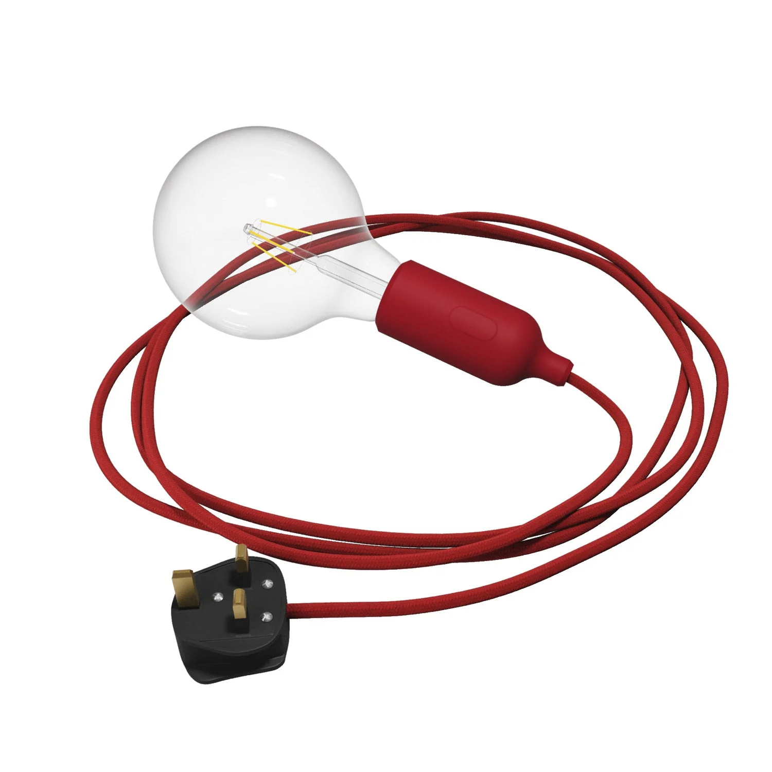 Schlangenlampe aus Silikon mit Schalter und UK-Stecker – Rot