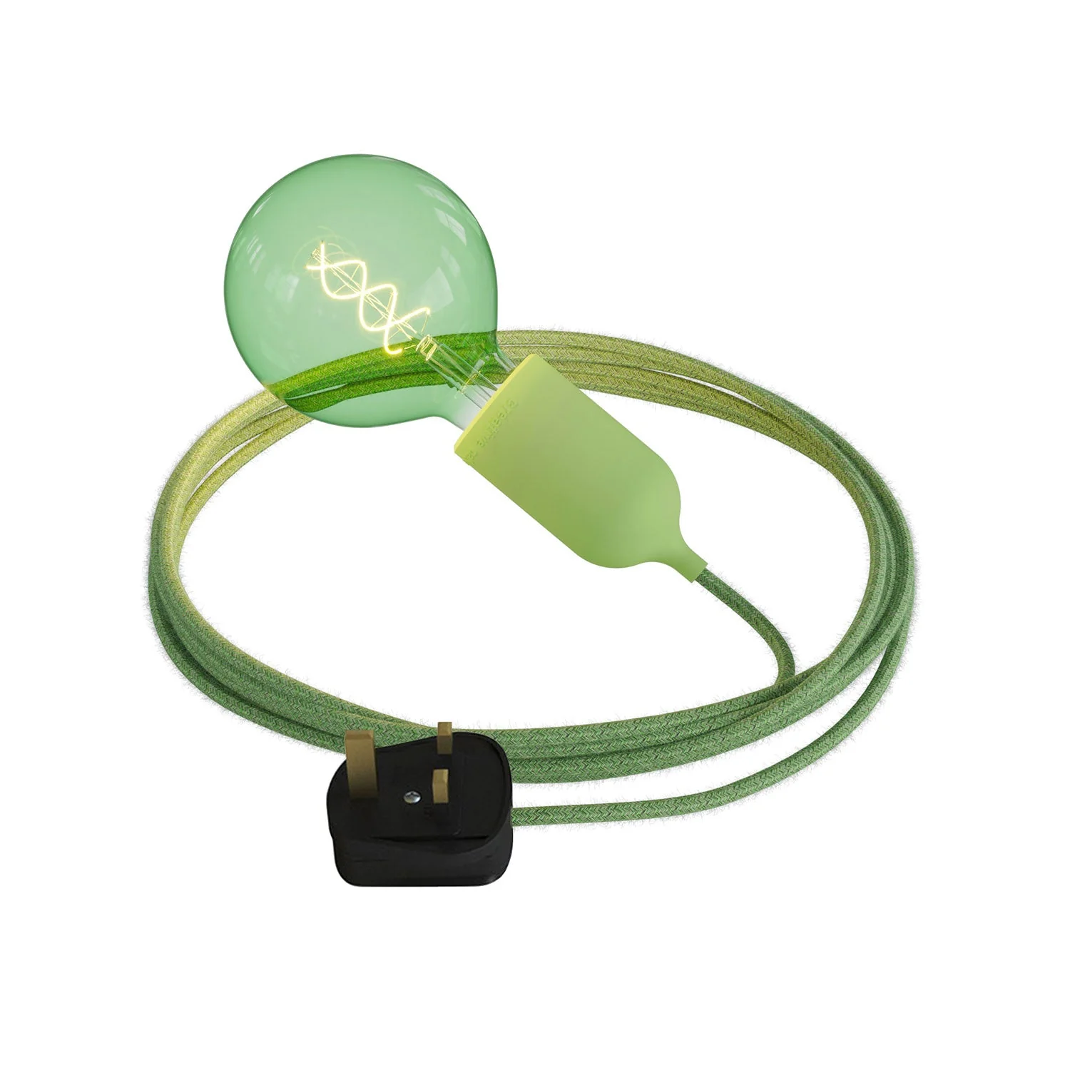 Snake Modulair Pastell, tragbare Außenleuchte, 5 m Textilkabel, IP65-Fassung und UK-Stecker – Wiesengrün