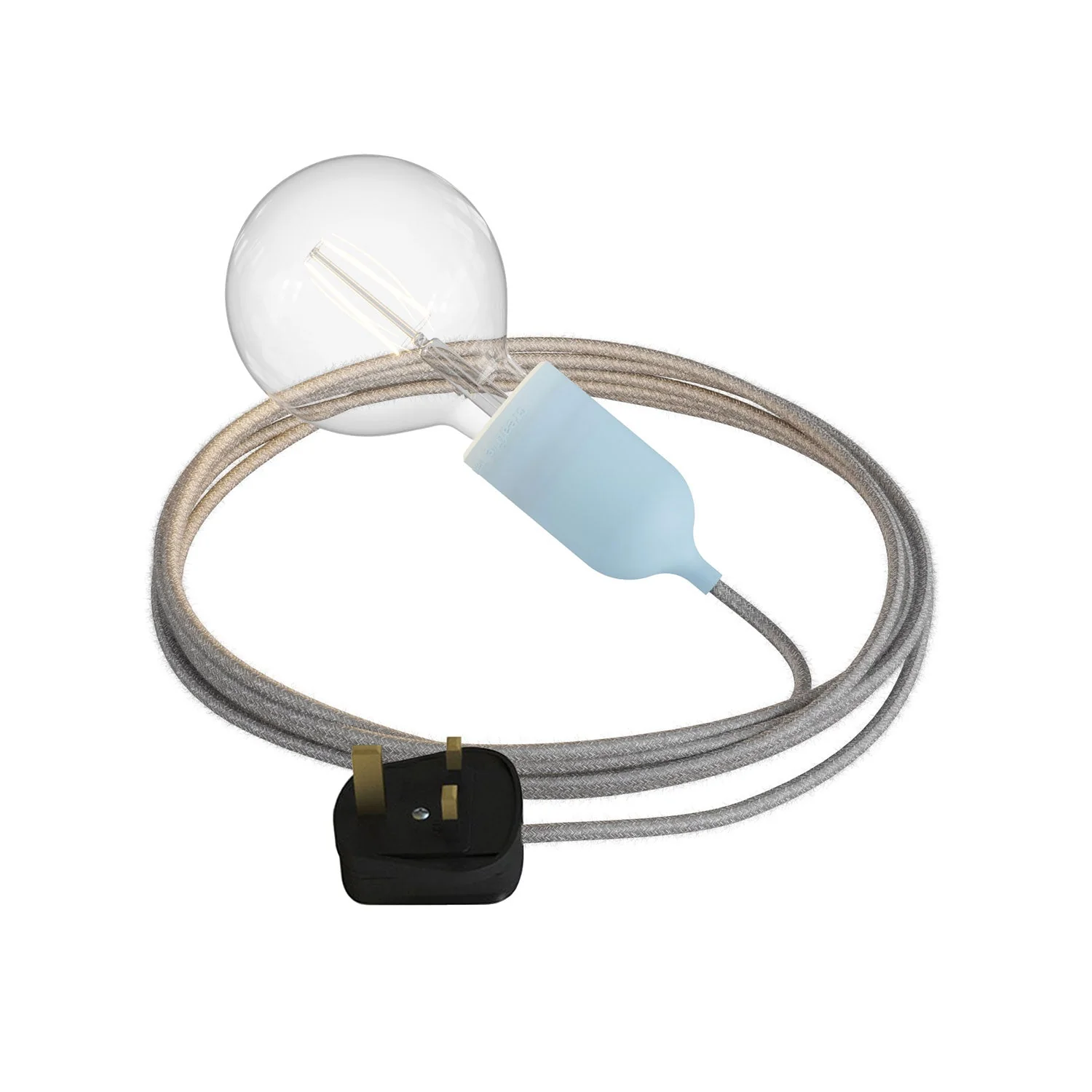 Snake Modulair Pastell, tragbare Außenleuchte, 5 m Textilkabel, IP65-Lampenfassung und UK-Stecker – Zuckerblau