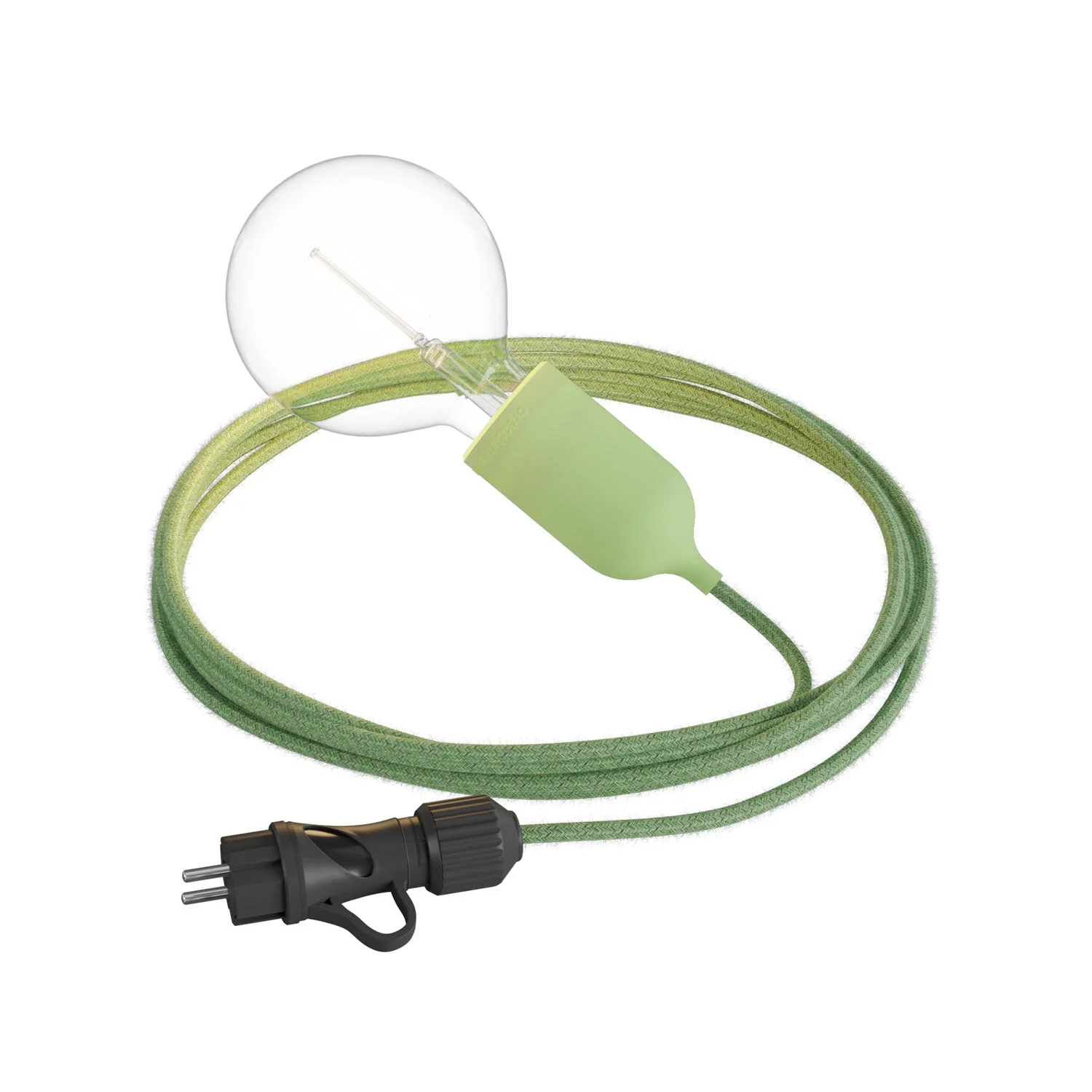 Snake Modulair Pastel, tragbare Außenlampe, 5 m Textilkabel, IP65-Lampenfassung und Stecker – Wiesengrün