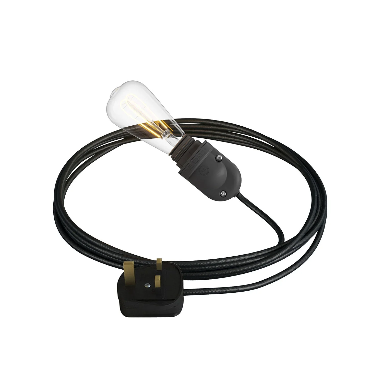 Snake Modulair, tragbare Außenleuchte, 5 m Textilkabel, IP65-Fassung und UK-Stecker – Schwarz