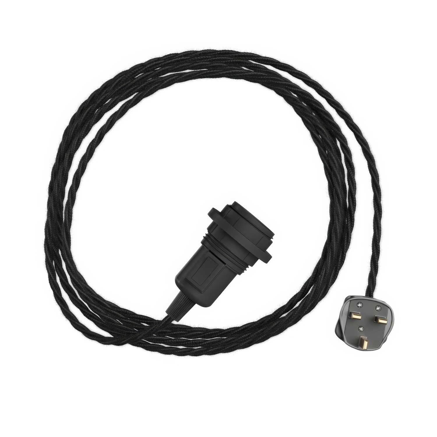 Snake Twisted für Lampenschirm - Plug-in-Lampe mit geflochtenem Stoffkabel TC04 und UK-Stecker