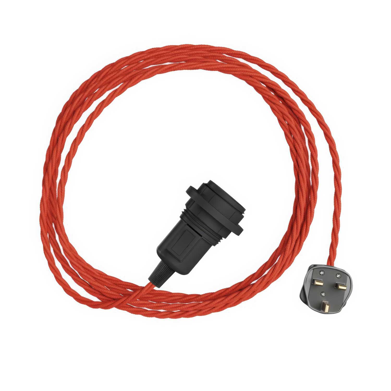 Snake Twisted für Lampenschirm – Plug-in-Leuchte mit geflochtenem Textilkabel TM09 und UK-Stecker