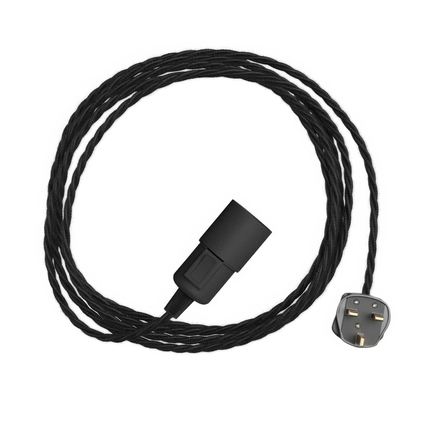 Snake Twisted - Plug-in-Lampe mit geflochtenem Textilkabel TC04 und UK-Stecker