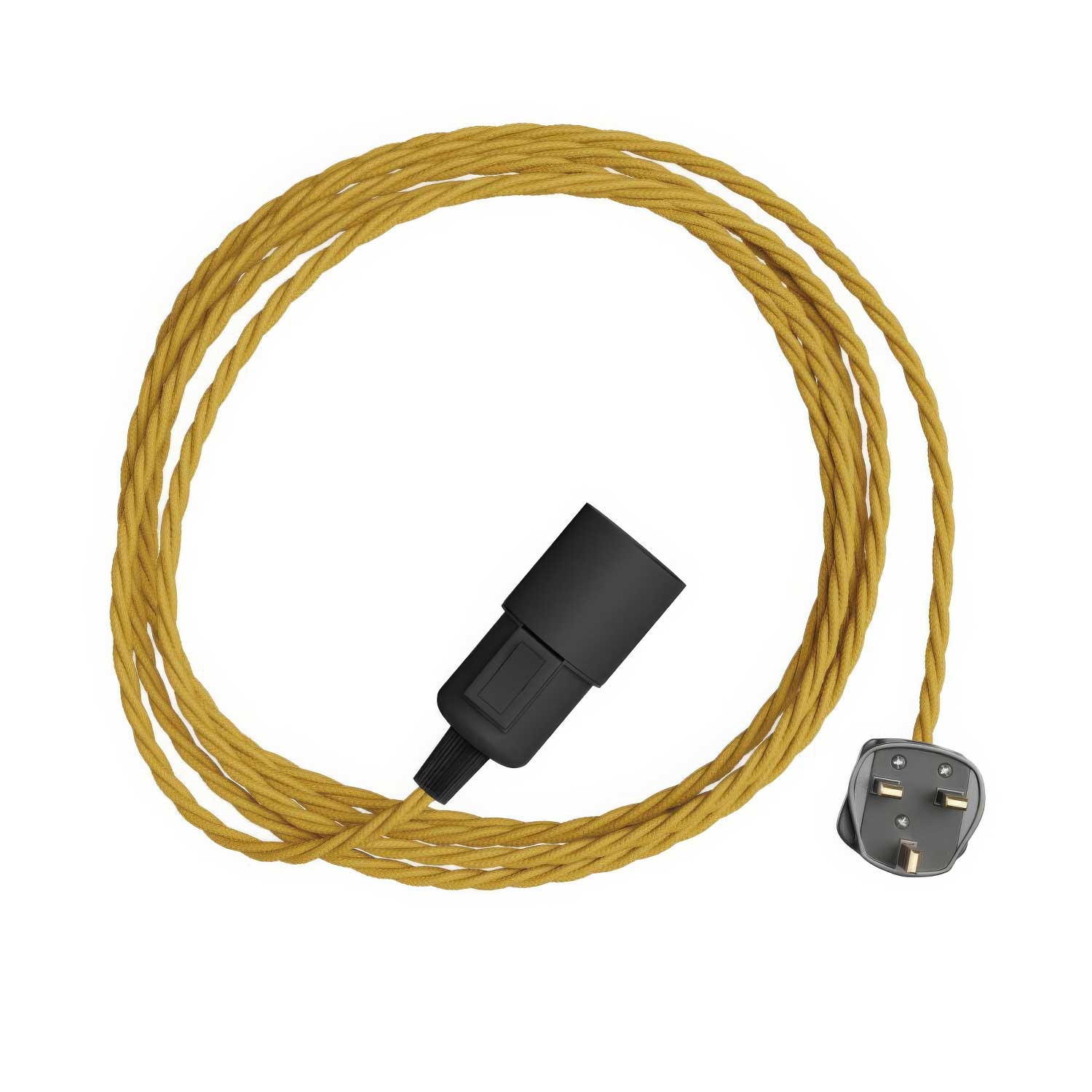 Snake Twisted - Plug-in-Lampe mit geflochtenem Textilkabel TM25 und UK-Stecker